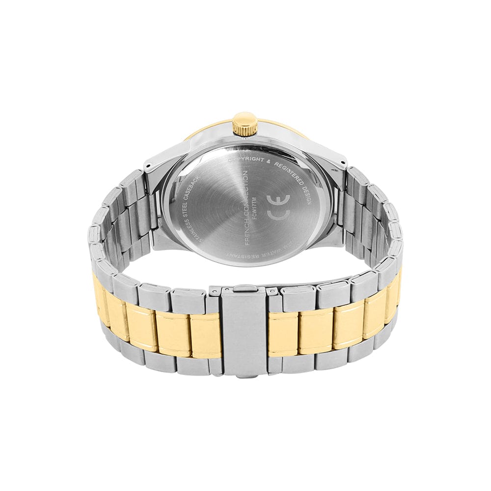 French Connection Men's 45MM Silver & Gold Tone Watch & Bracelet Gift Set