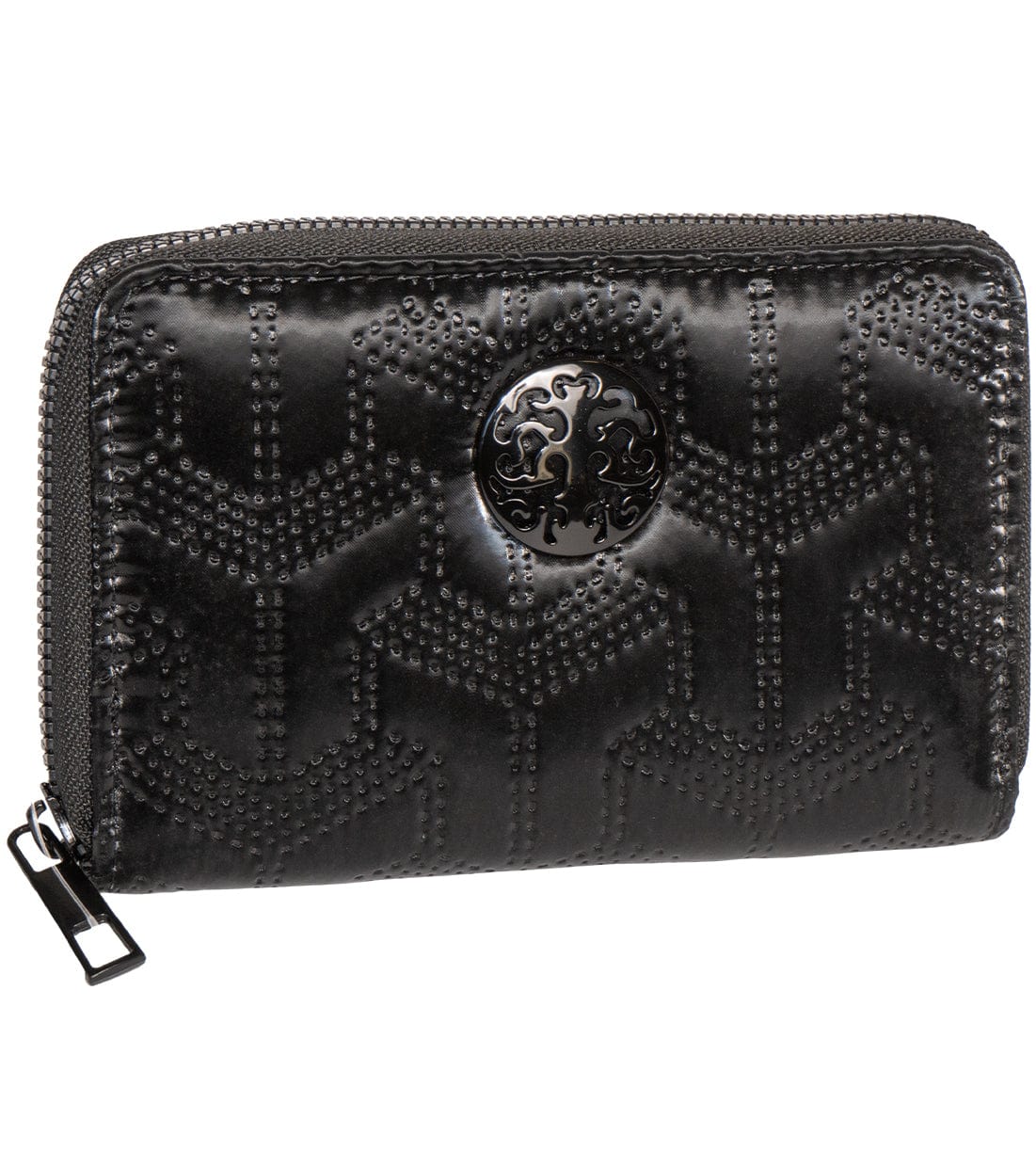 Rebecca & Rifka Patent Geometric Quilt Medallion Zip Indexer Wallet