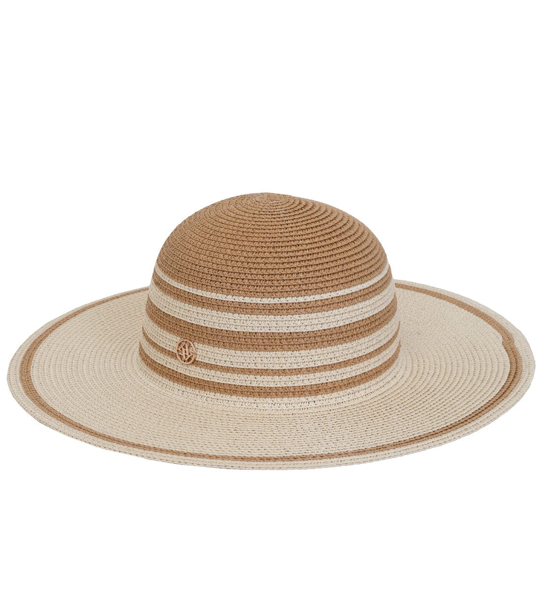 Adrienne Vittadini Straw Striped Color Block Floppy Hat