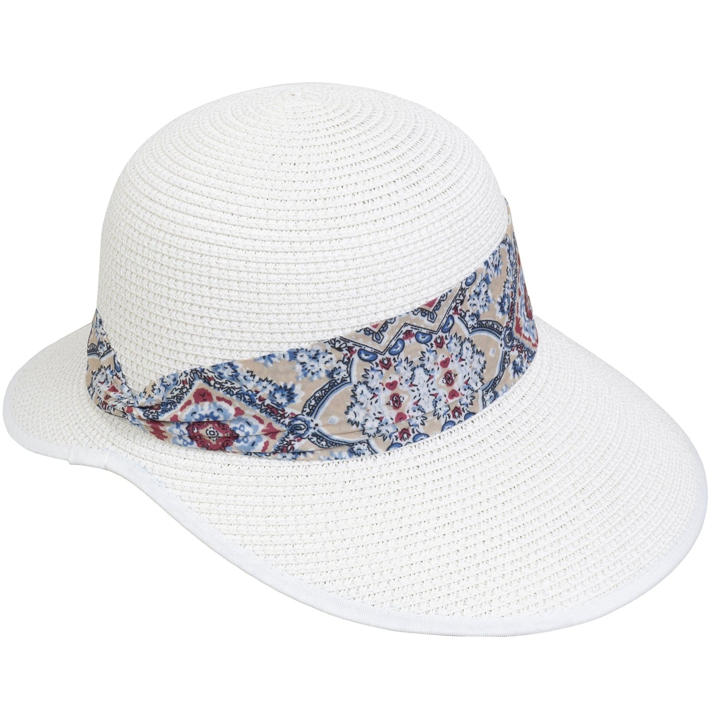 Magid Geometric Print Ribbon Straw Garden Hat