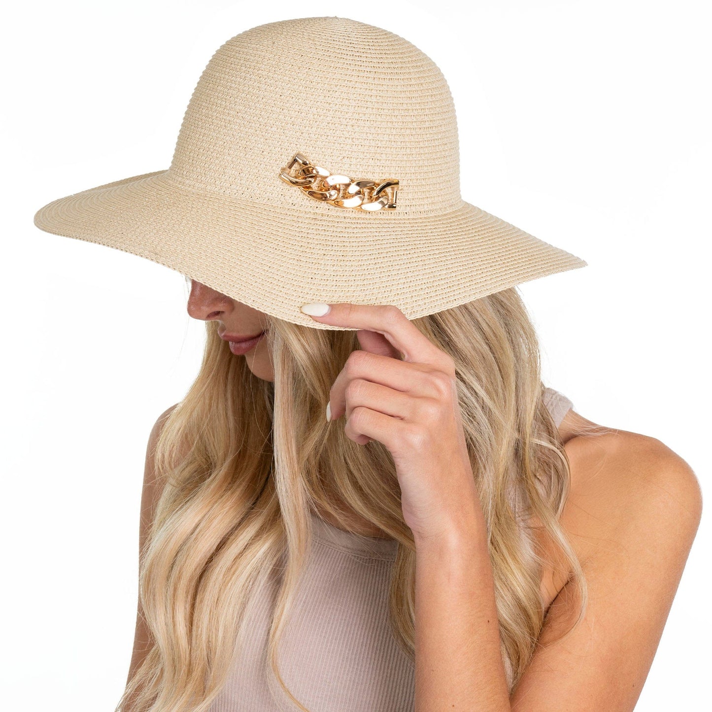 Adrienne Vittadini Straw Chain Floppy