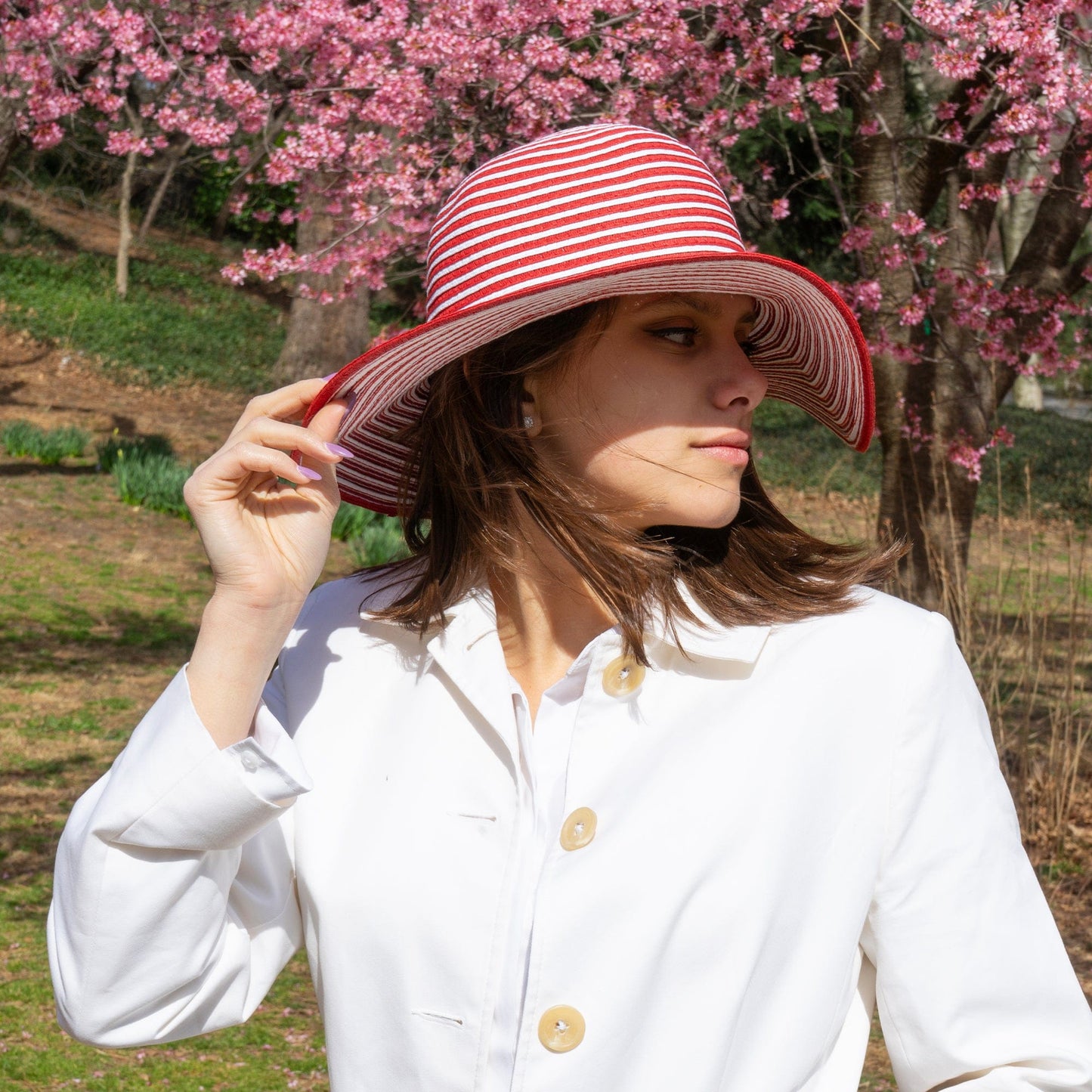 Magid Striped Straw Floppy Sun Sun Hat