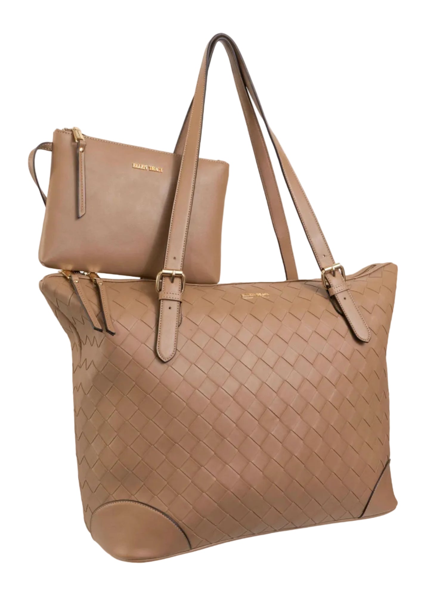 Ellen Tracy 20 Inch Basket Weave Quilted Nylon Large Travel Workbook Tote Bag