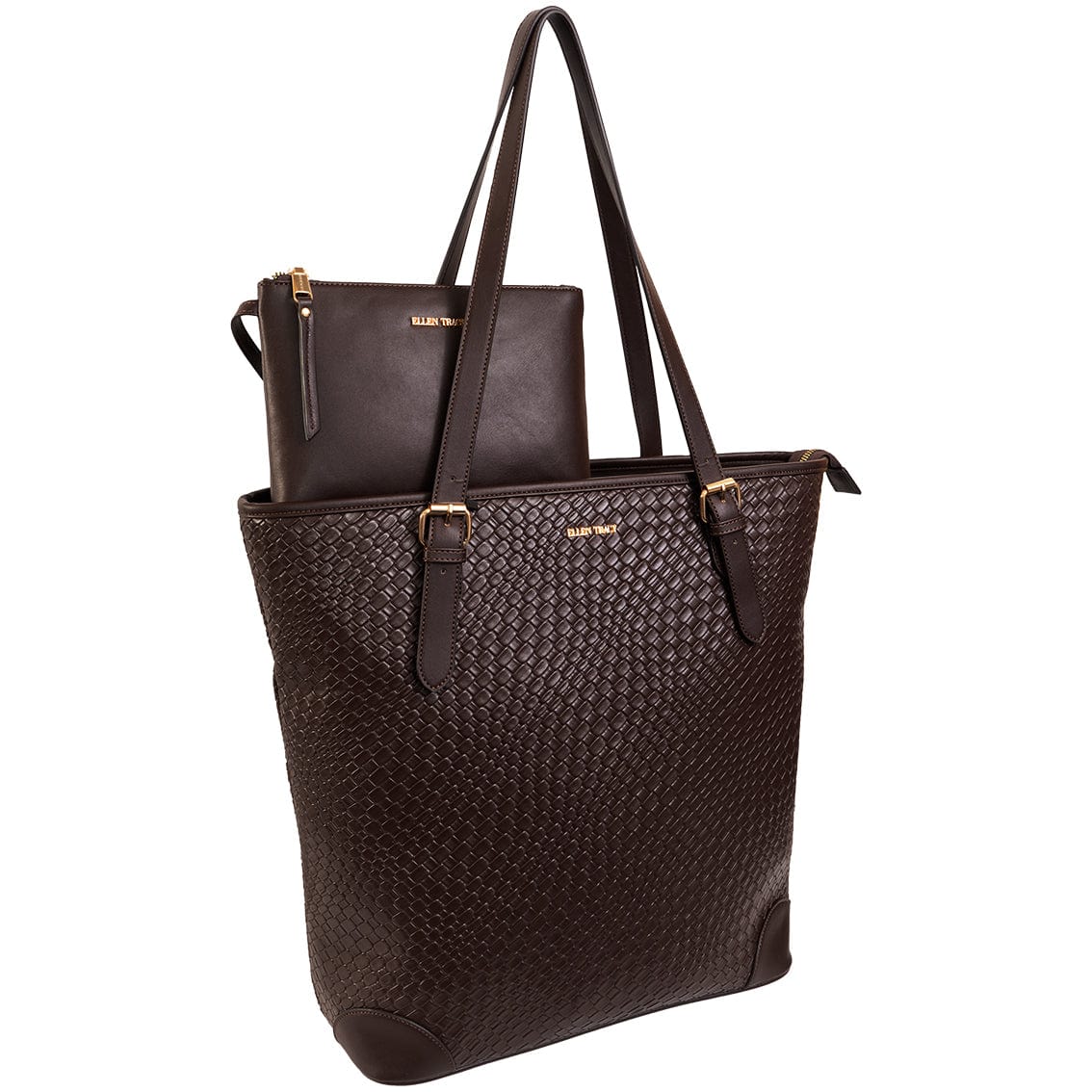 Ellen Tracy 18 Inch Woven Large Travel Workbook Tote Bag