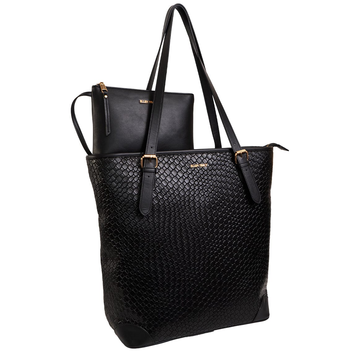 Ellen Tracy 18 Inch Woven Large Travel Workbook Tote Bag