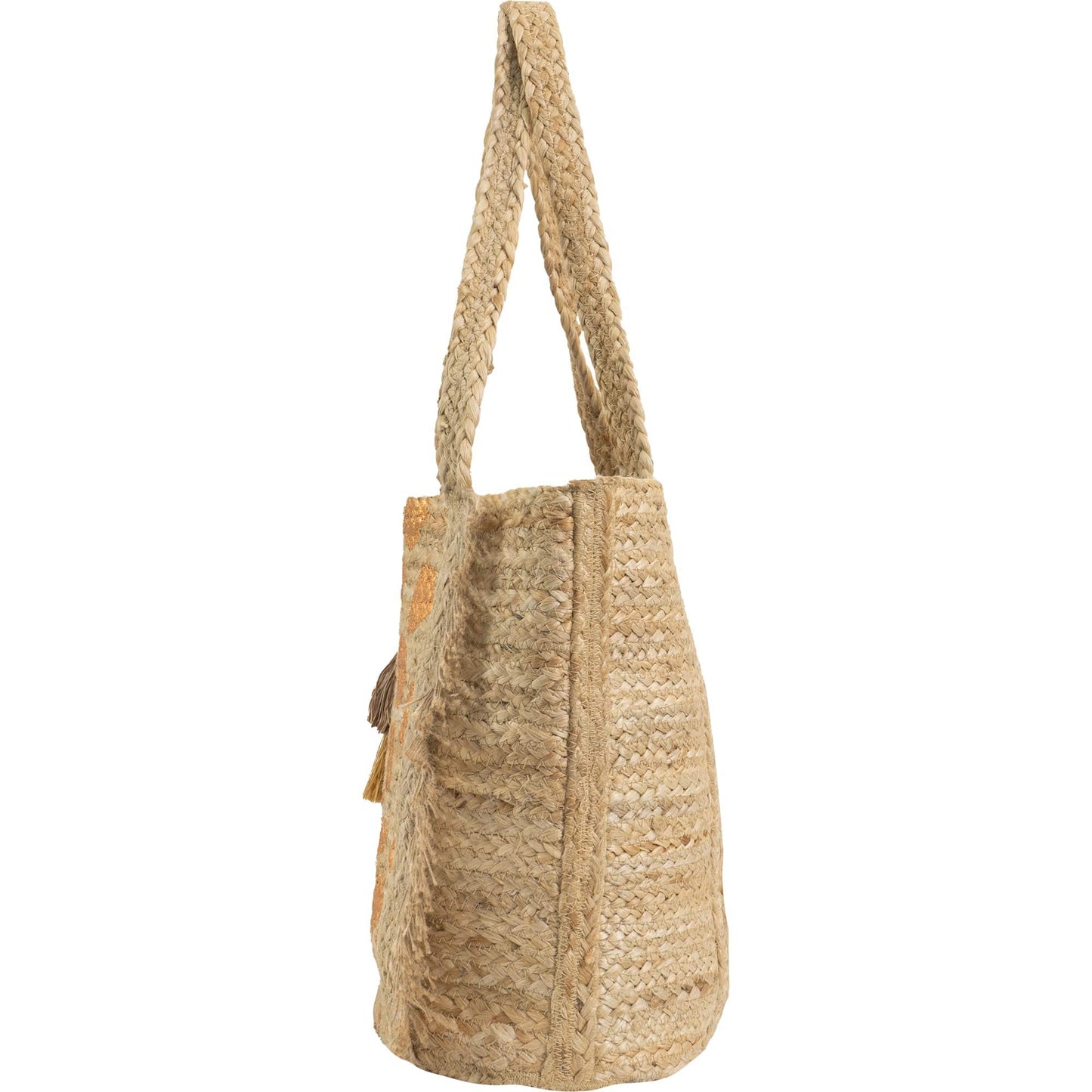 Magid Metallic Leopard Print Natural Straw Jute Tote