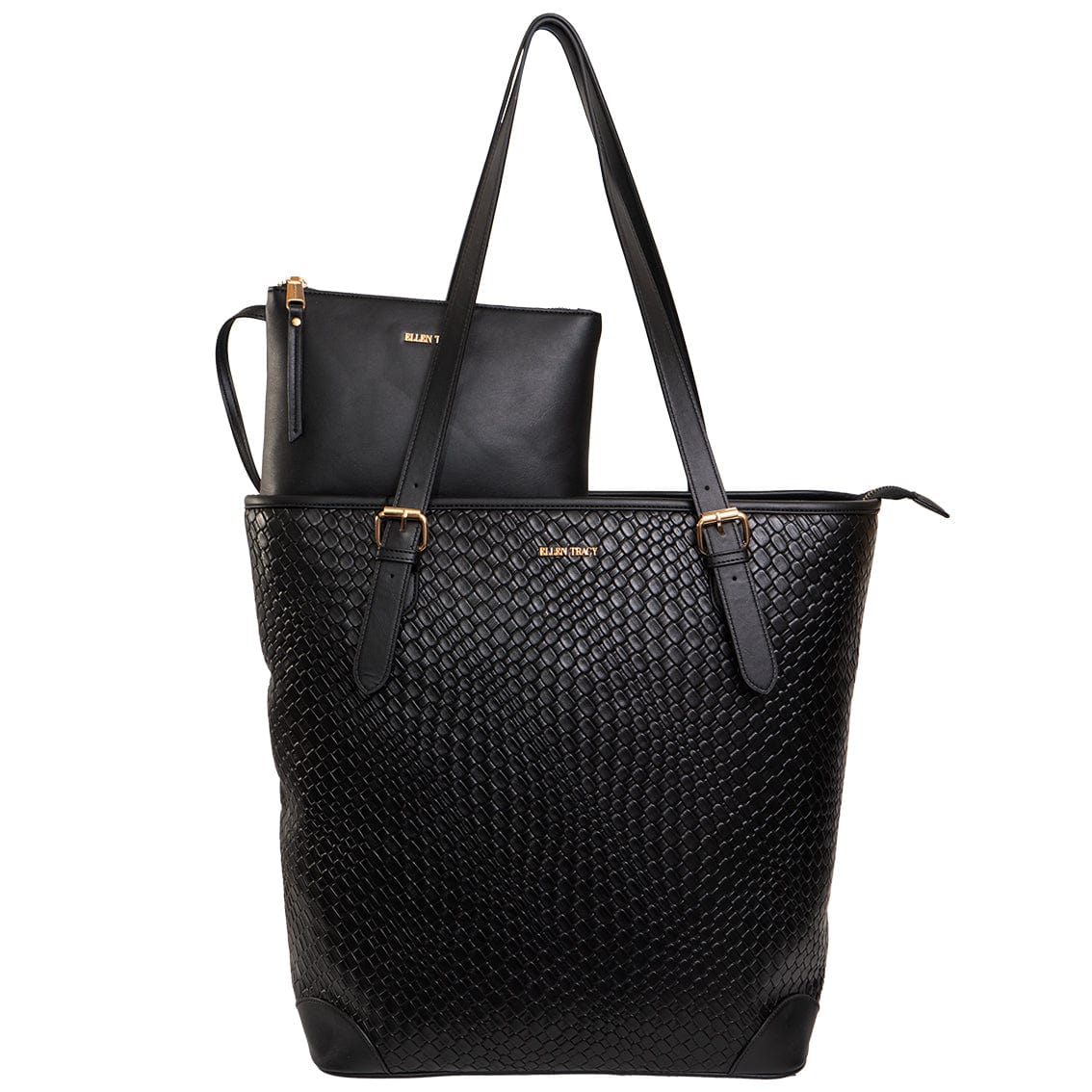 Ellen Tracy 18 Inch Woven Large Travel Workbook Tote Bag