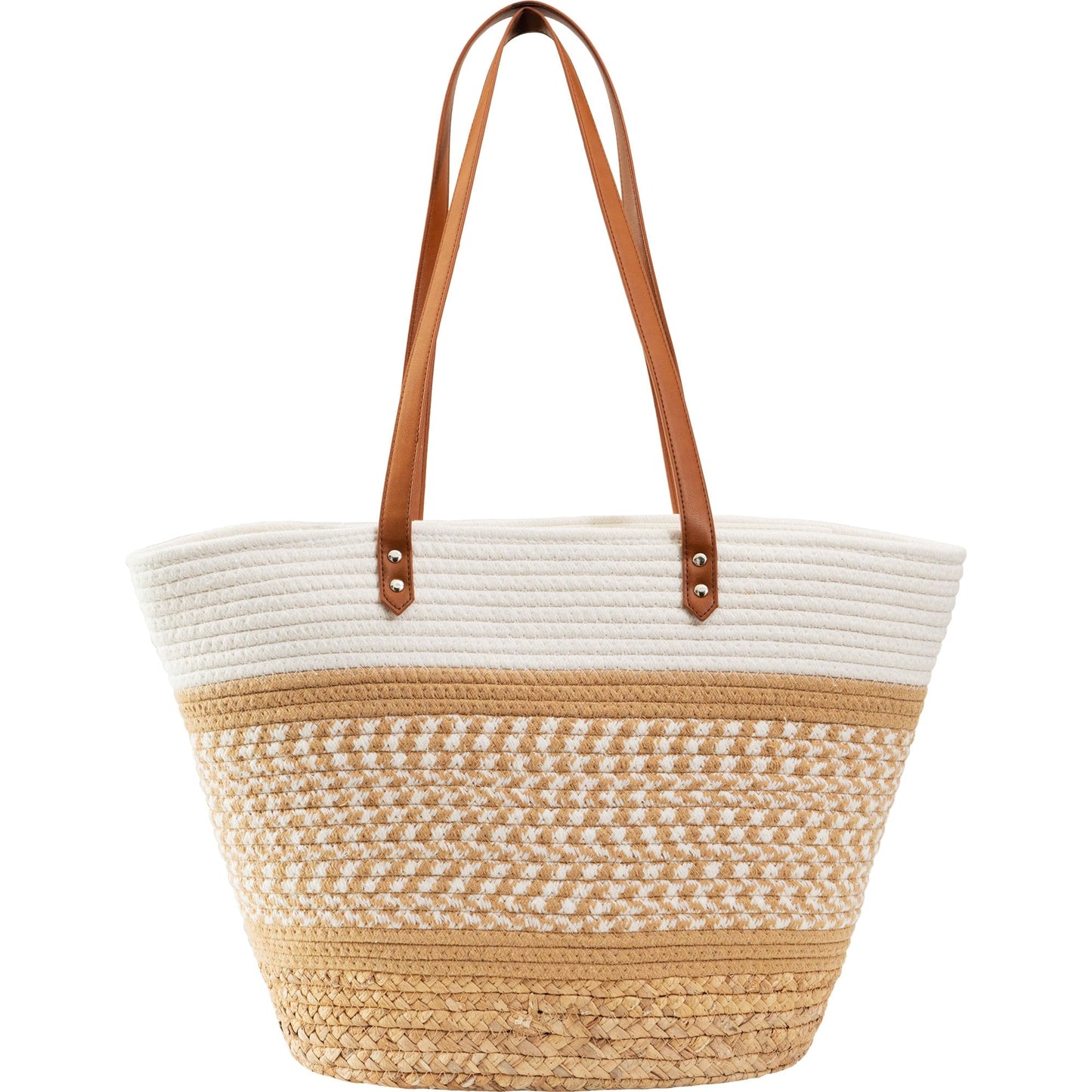 Magid Natural Cotton Woven & Faux Leather Shoulder Tote
