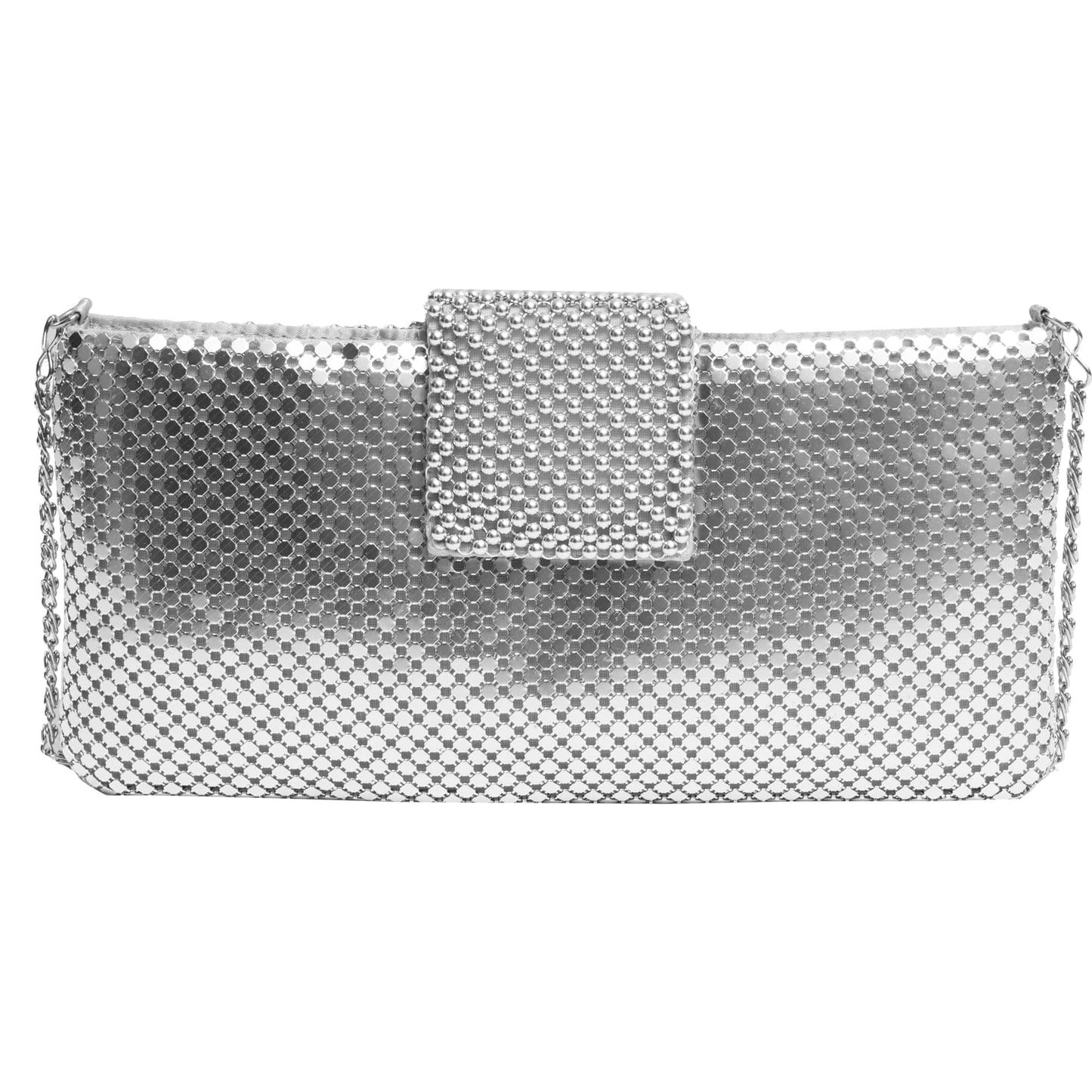 Magid Metal Mesh Flap Pearl Bag