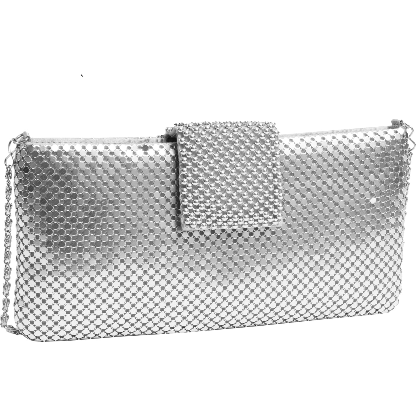 Magid Metal Mesh Flap Pearl Bag