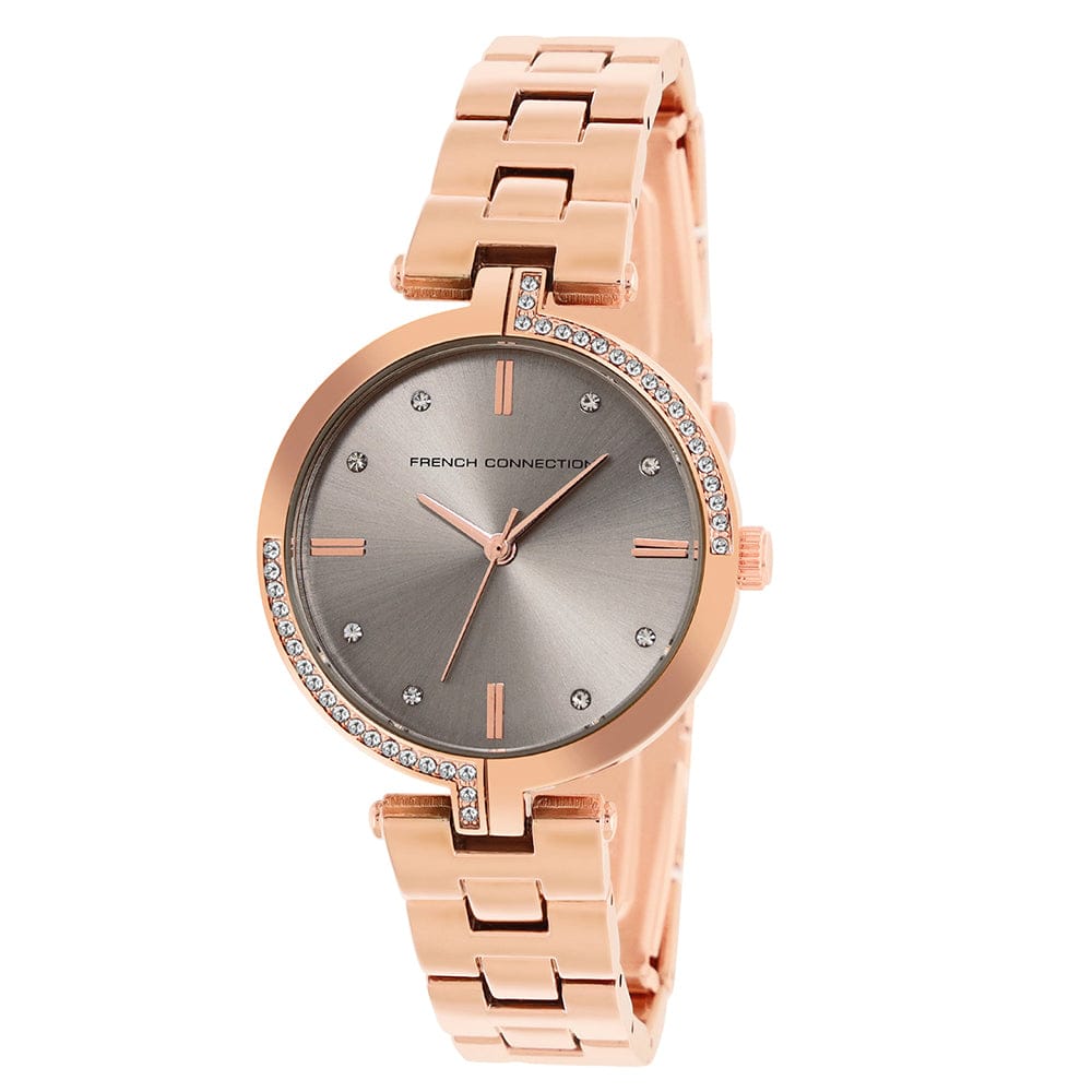 French Connection Women's 30MM Rose Gold Tone Watch & Bracelet Gift Set