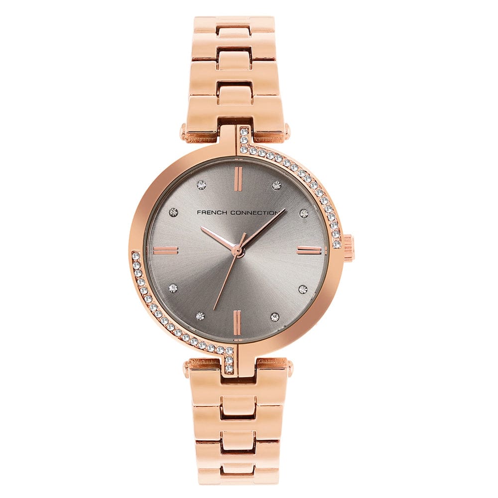 French Connection Women's 30MM Rose Gold Tone Watch & Bracelet Gift Set