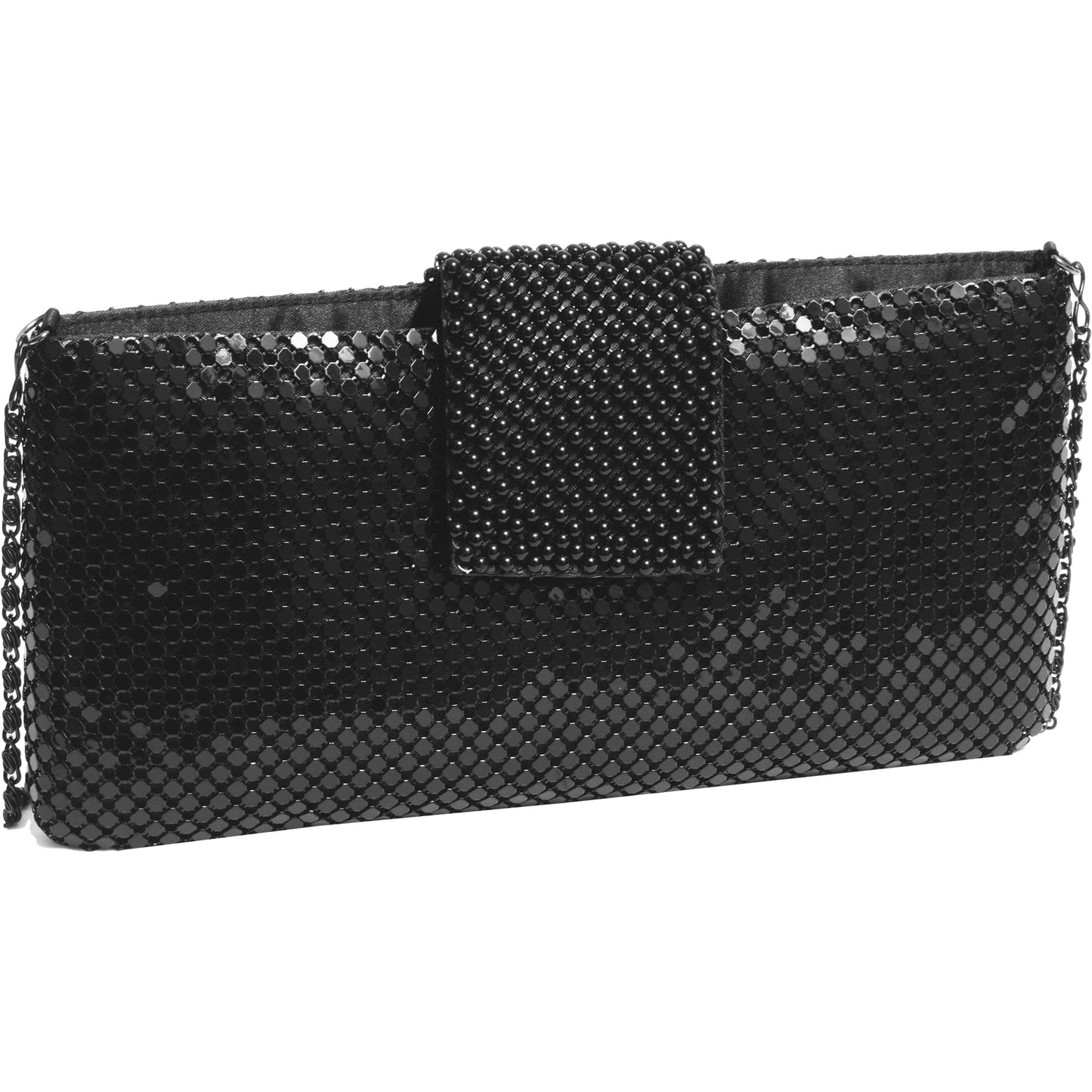 Magid Metal Mesh Flap Pearl Bag