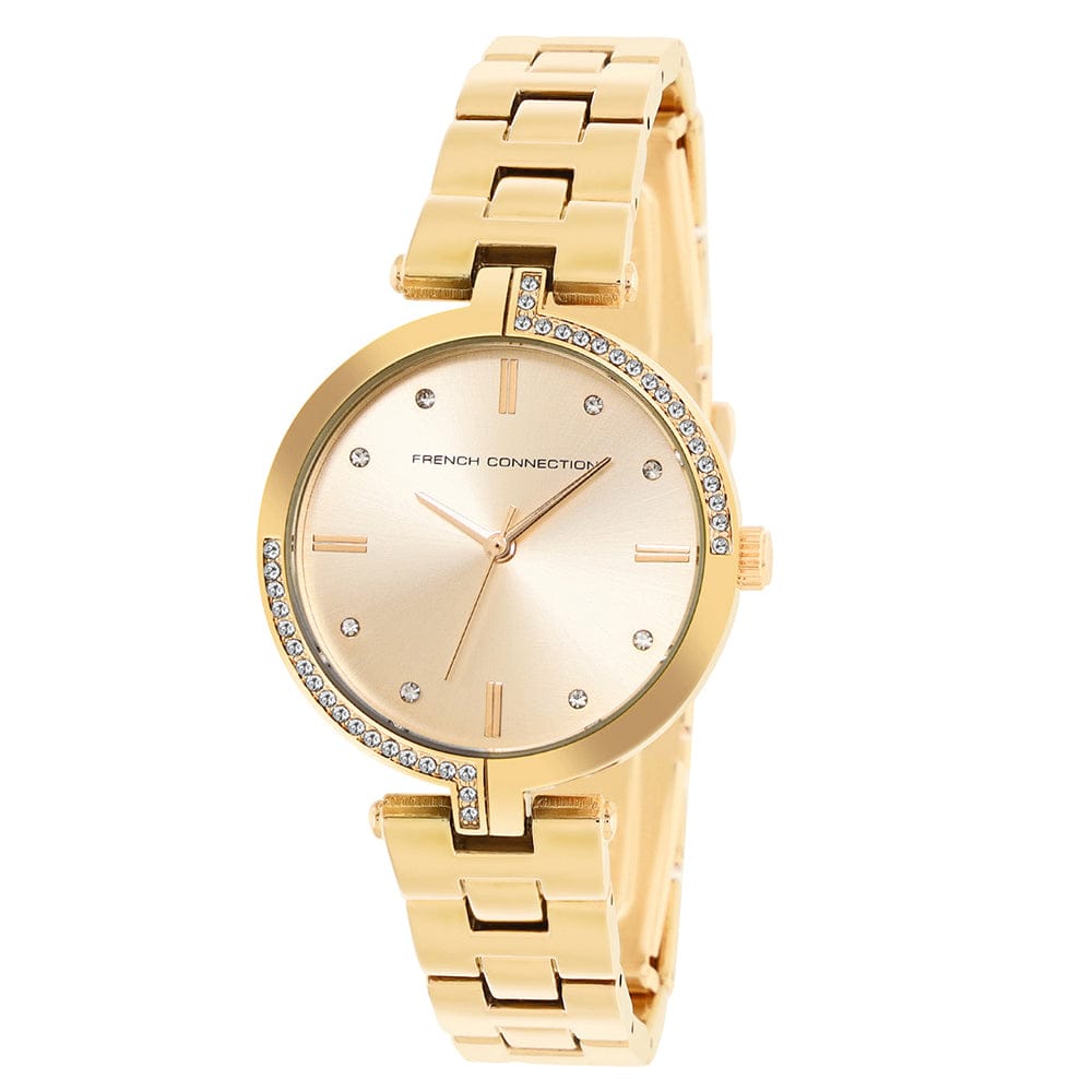 French Connection Women's 30MM Gold Tone Watch & Bracelet Gift Set