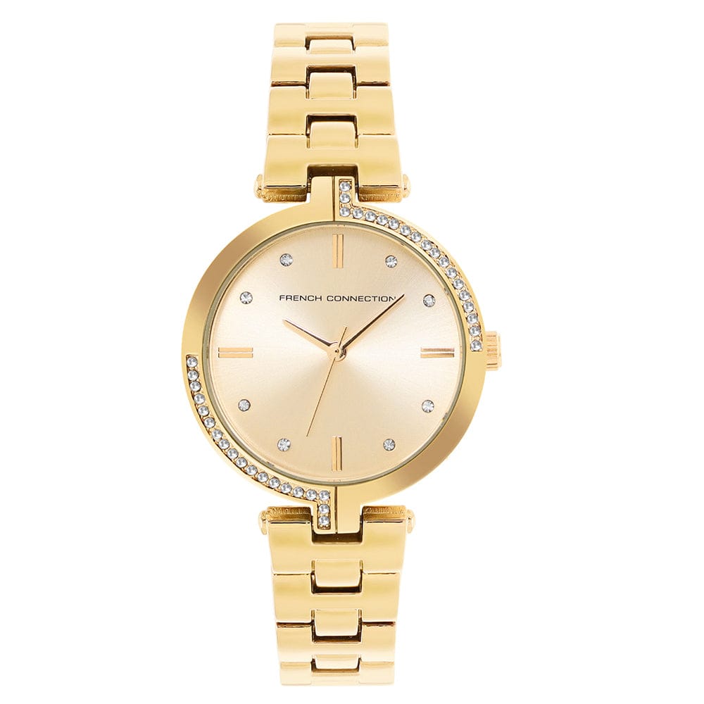 French Connection Women's 30MM Gold Tone Watch & Bracelet Gift Set