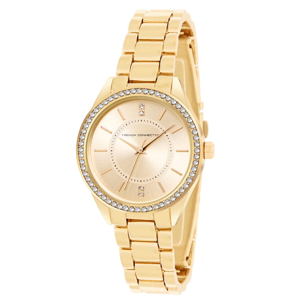 French Connection Women's 33.5MM Gold Tone Watch & Bracelet Gift Set