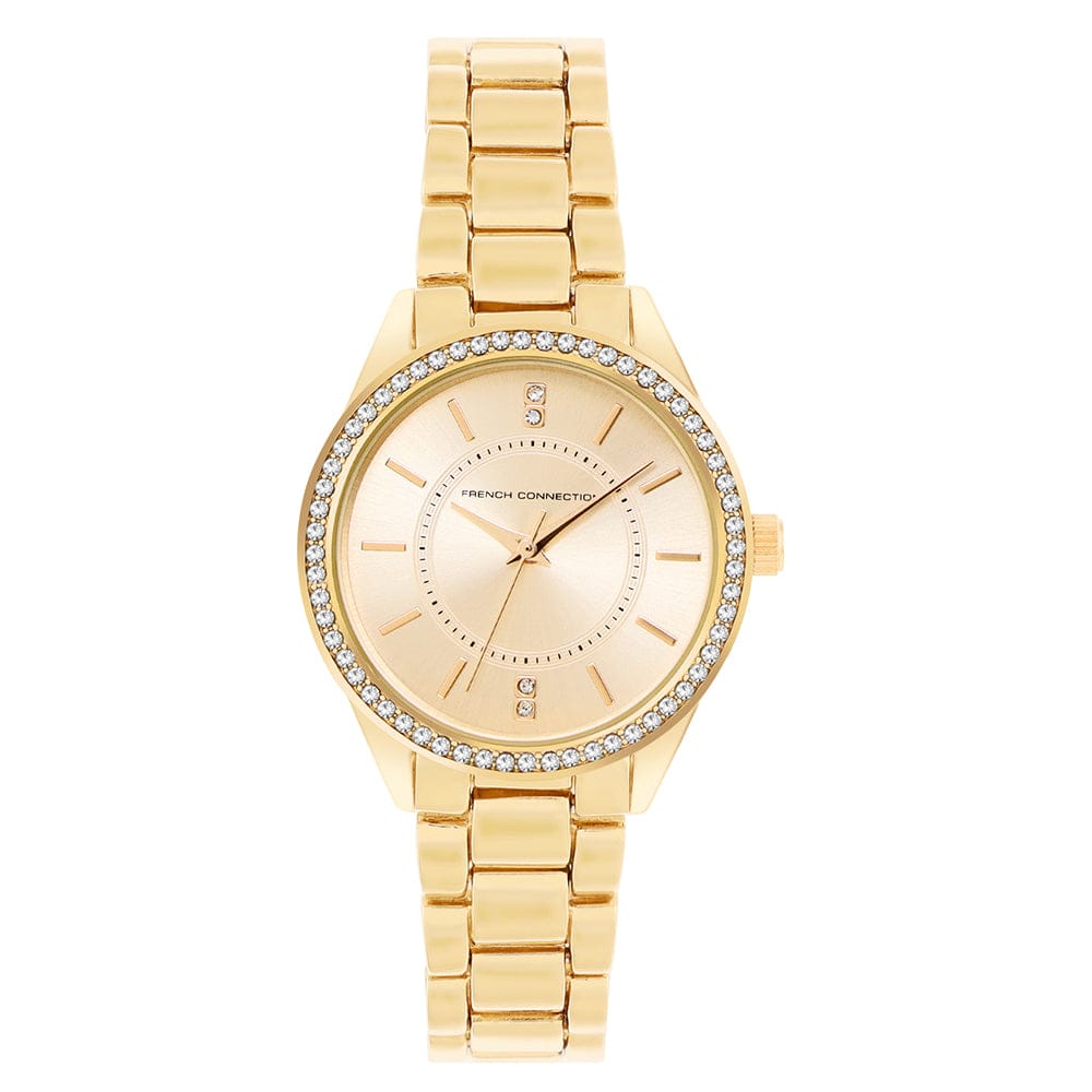 French Connection Women's 33.5MM Gold Tone Watch & Bracelet Gift Set