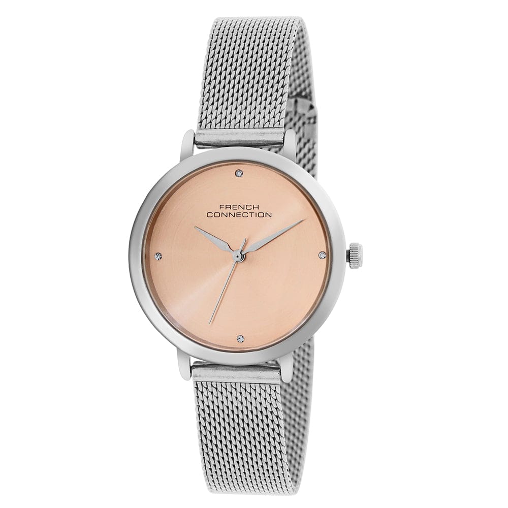 French Connection Women's 30MM Silver & Beige Tone Watch