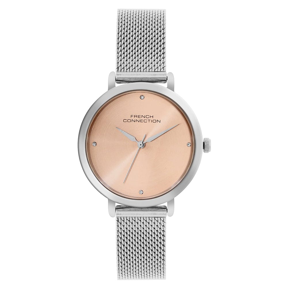 French Connection Women's 30MM Silver & Beige Tone Watch