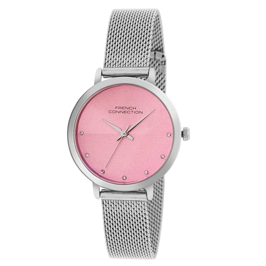 French Connection Women's 30MM Silver & Pink Tone Watch