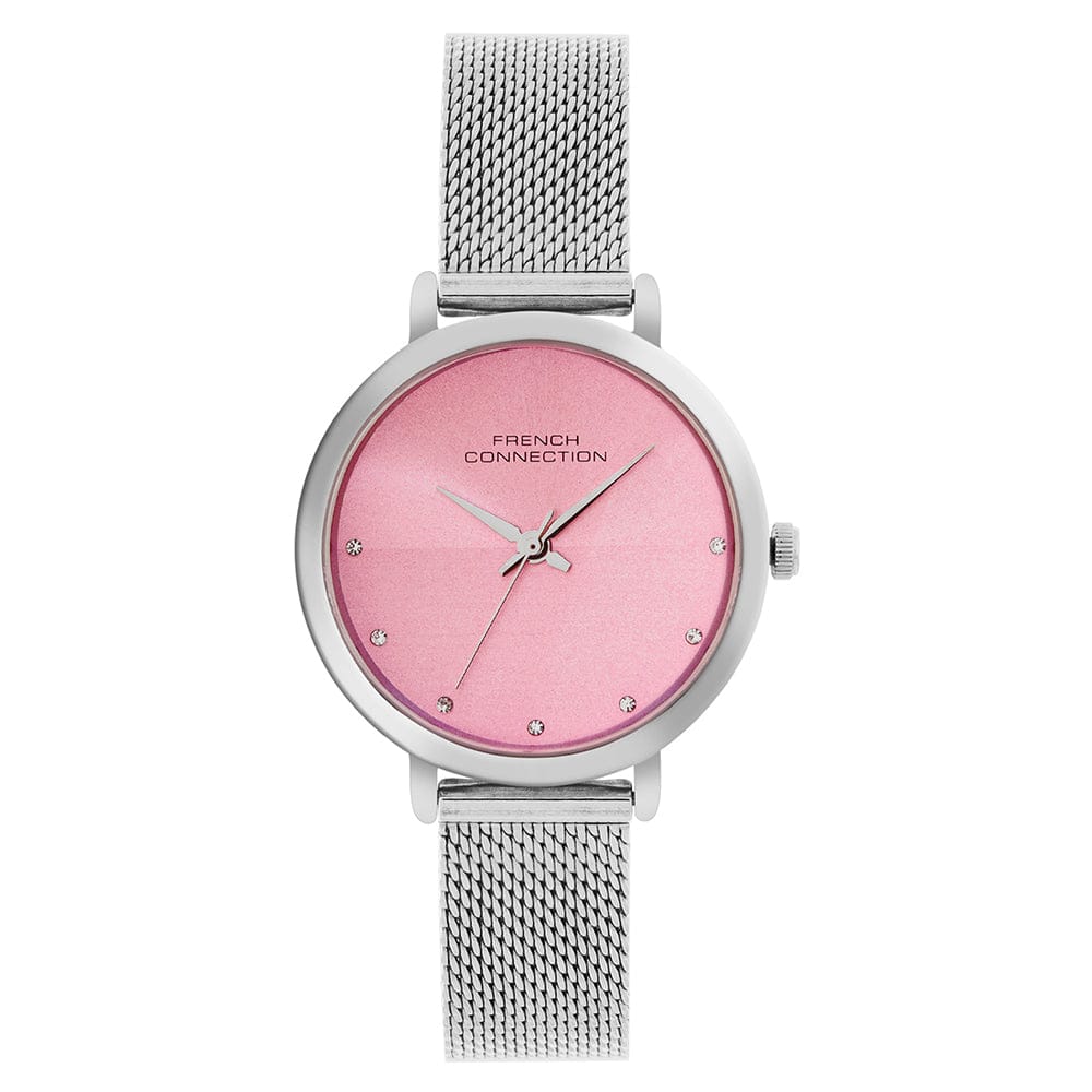 French Connection Women's 30MM Silver & Pink Tone Watch