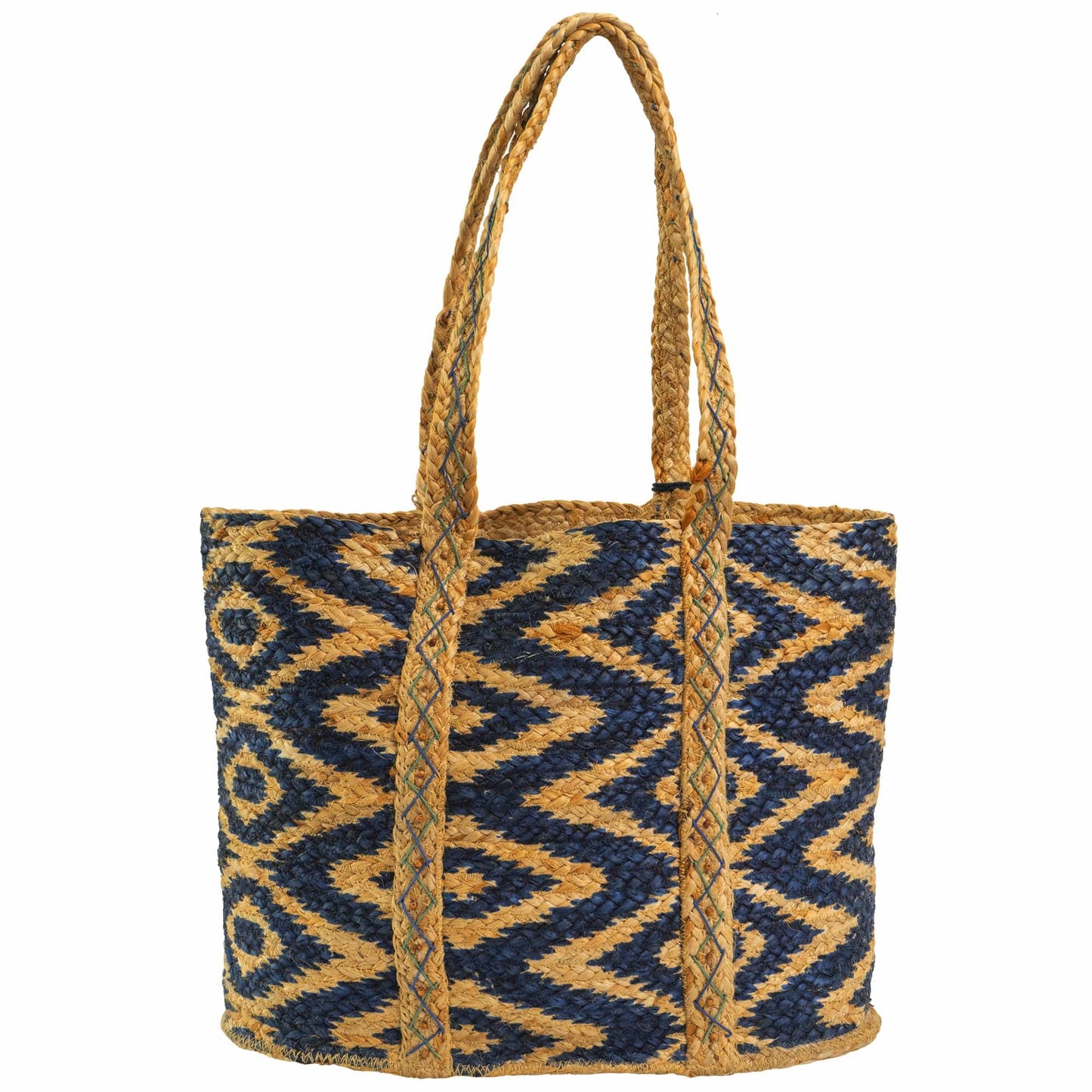 Magid Chevron Print Natural Straw Jute Tote
