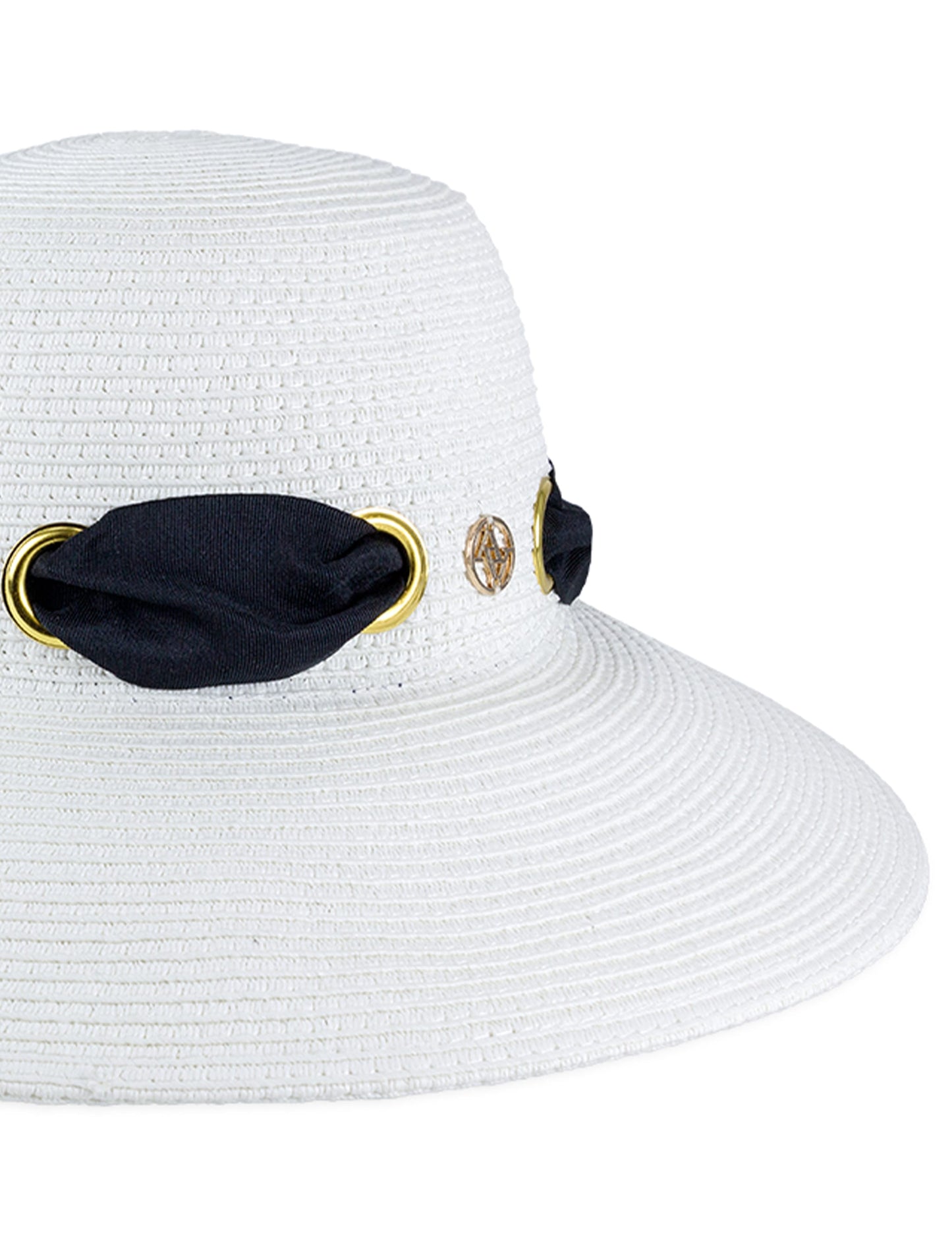 Adrienne Vittadini Straw Grommet Ribbon Floppy Hat
