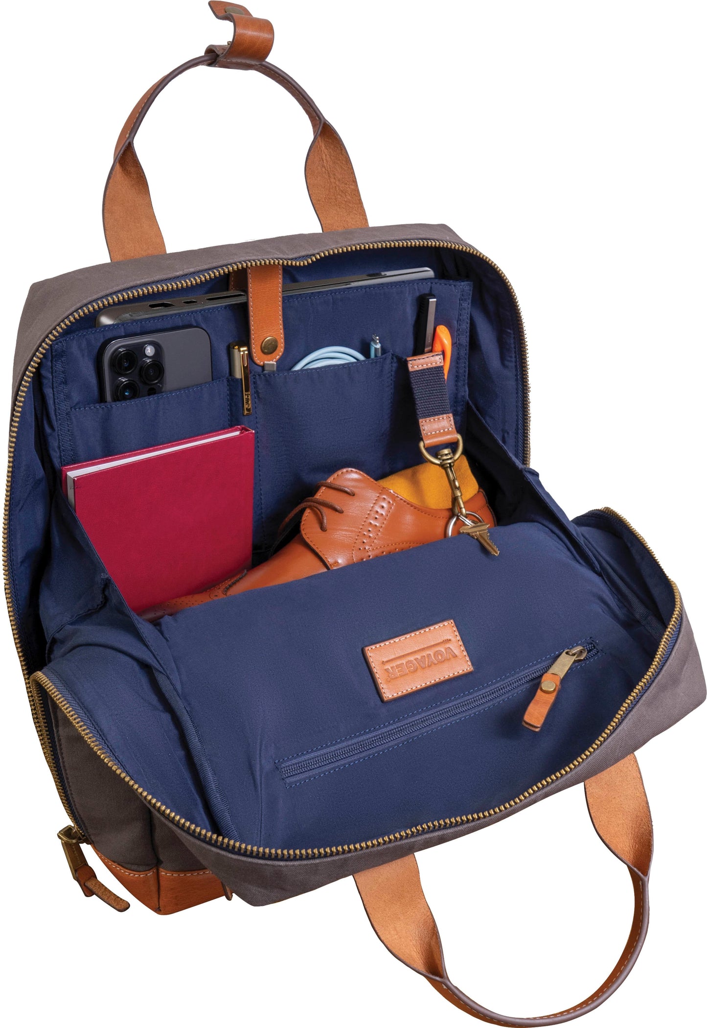 Boarding Pass The Voyager 18” 20 oz. Waxed Canvas Travel Backpack - Grey