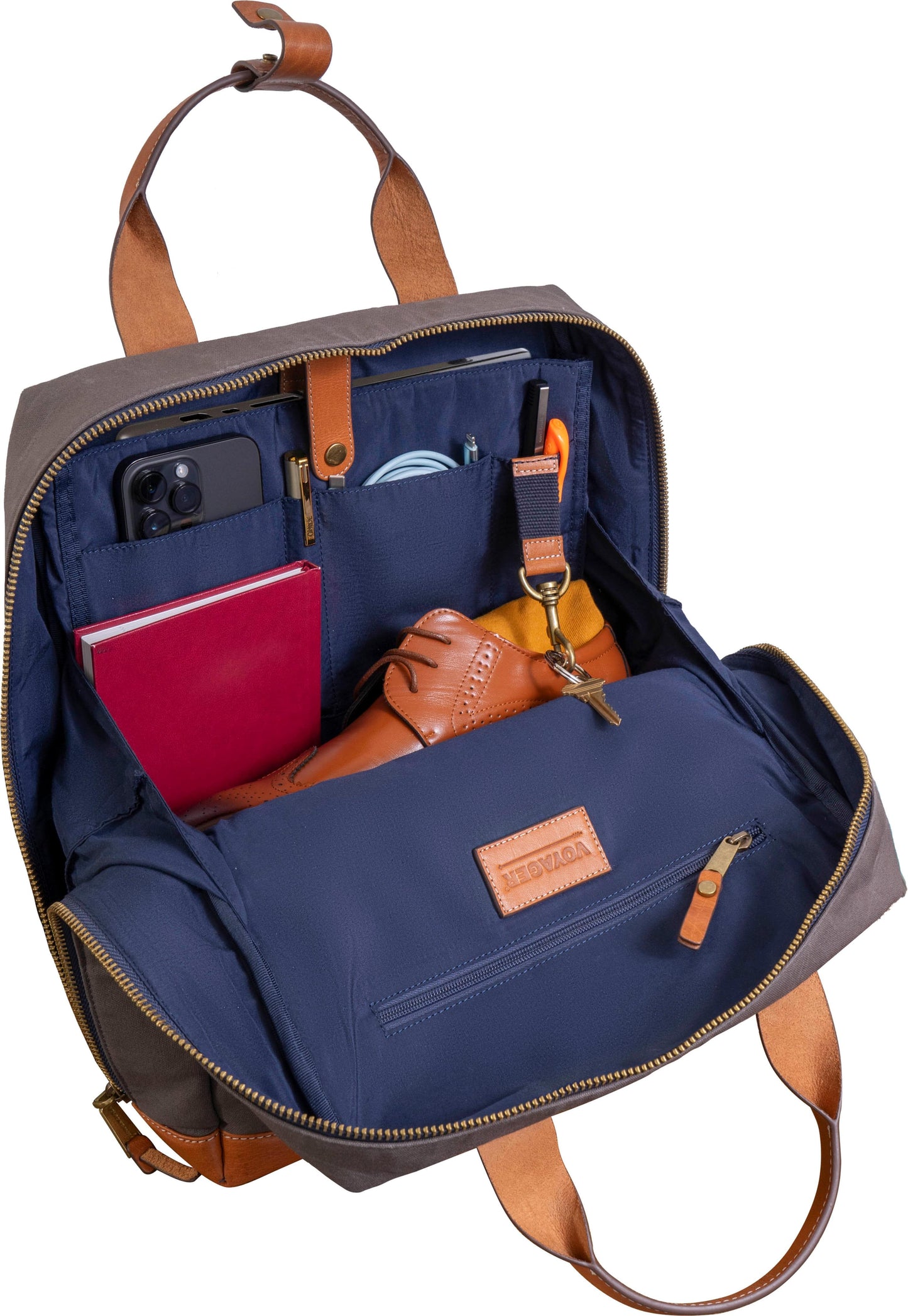 Boarding Pass The Voyager 18” 20 oz. Waxed Canvas Travel Backpack - Grey