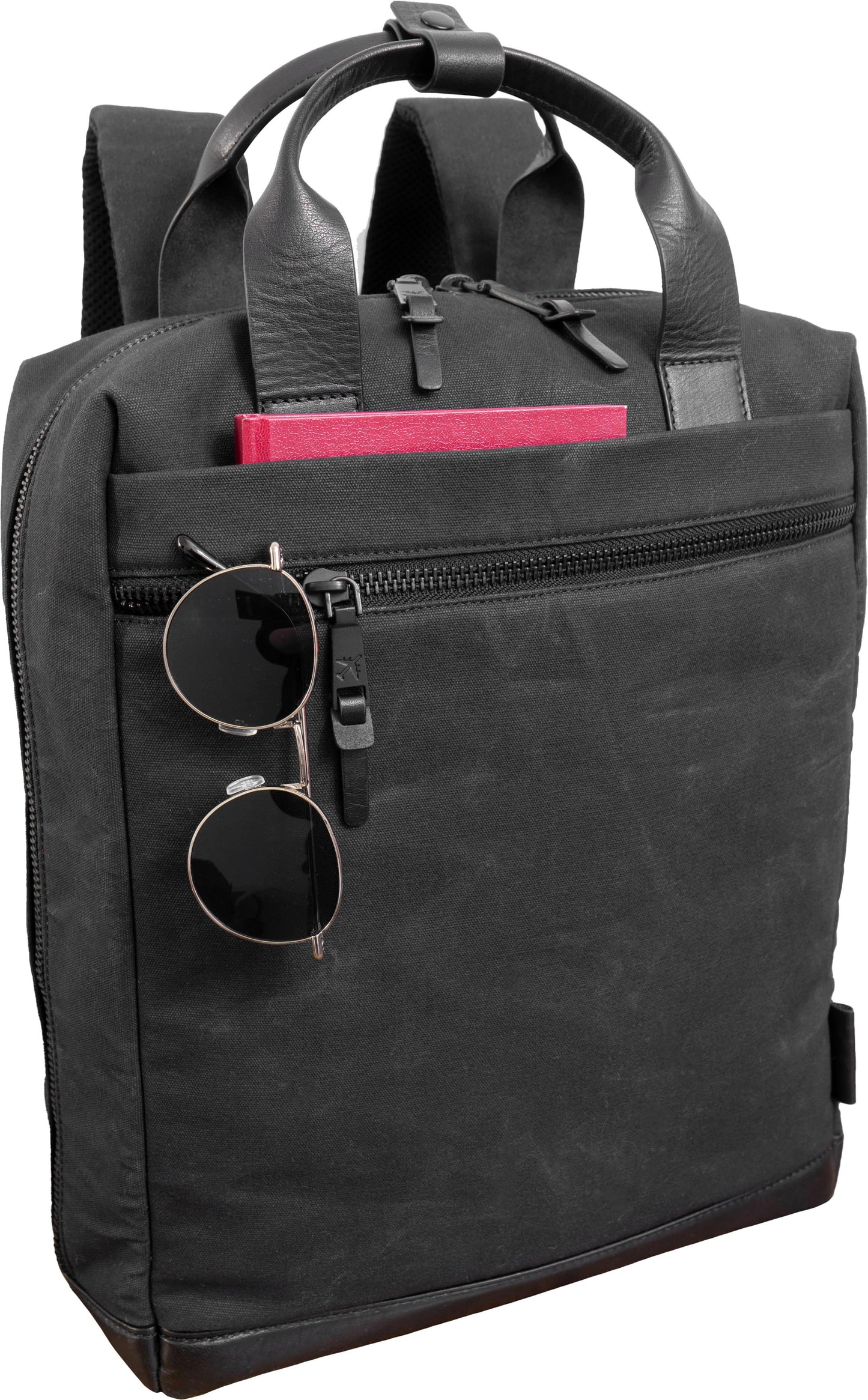 Boarding Pass The Voyager 18” 20 oz. Waxed Canvas Travel Backpack - Black