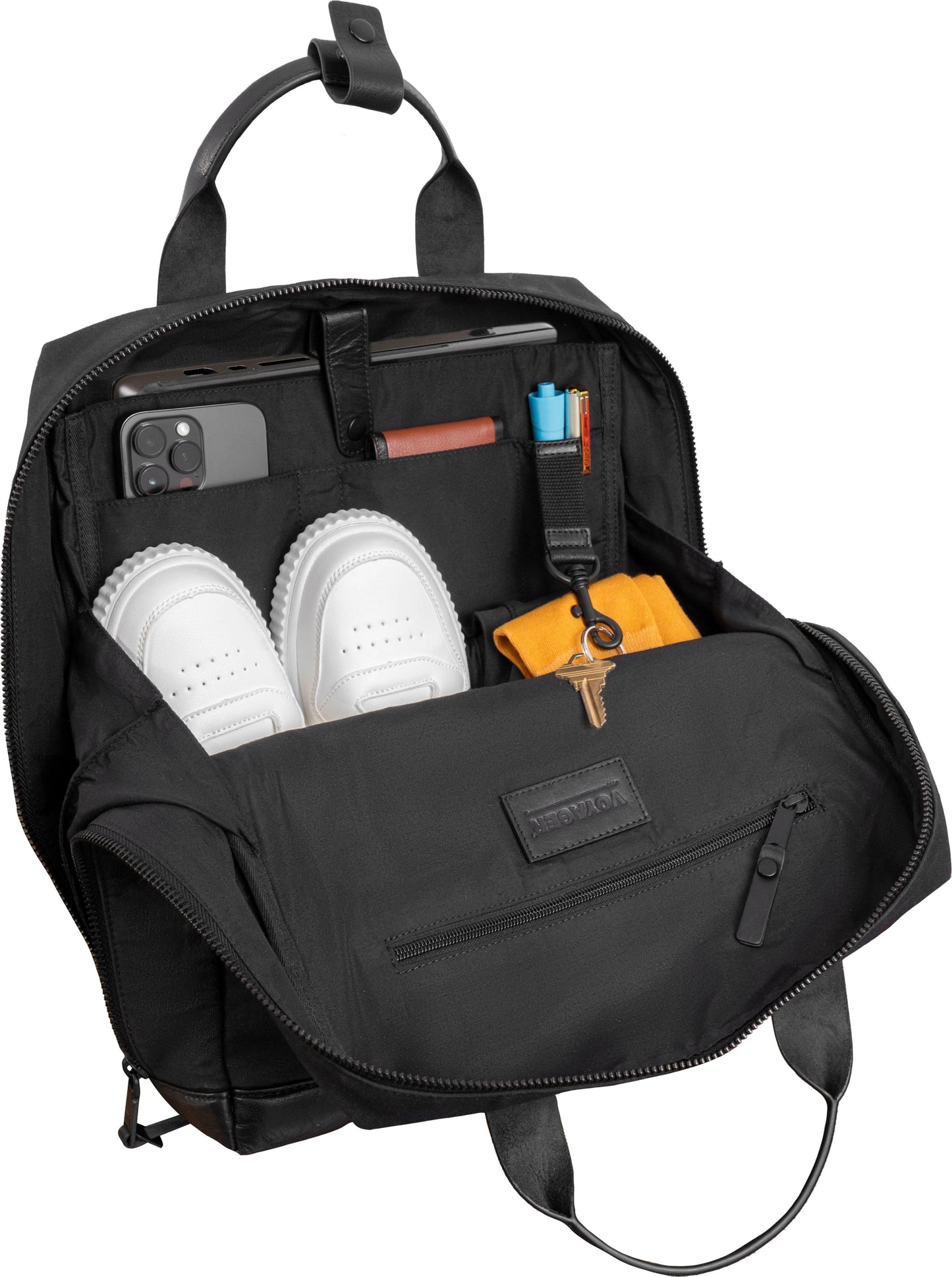 Boarding Pass The Voyager 18” 20 oz. Waxed Canvas Travel Backpack - Black