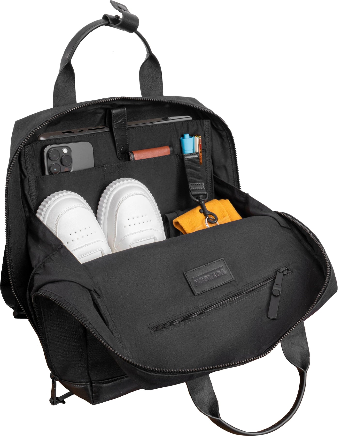 Boarding Pass The Voyager 18” 20 oz. Waxed Canvas Travel Backpack - Black