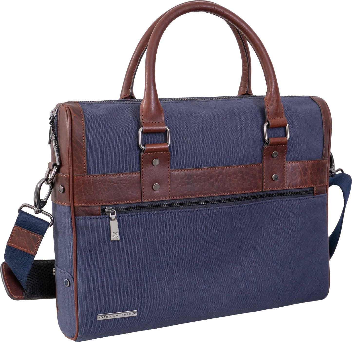 Boarding Pass The Toronto 16” Canvas & Leather Briefcase- Navy
