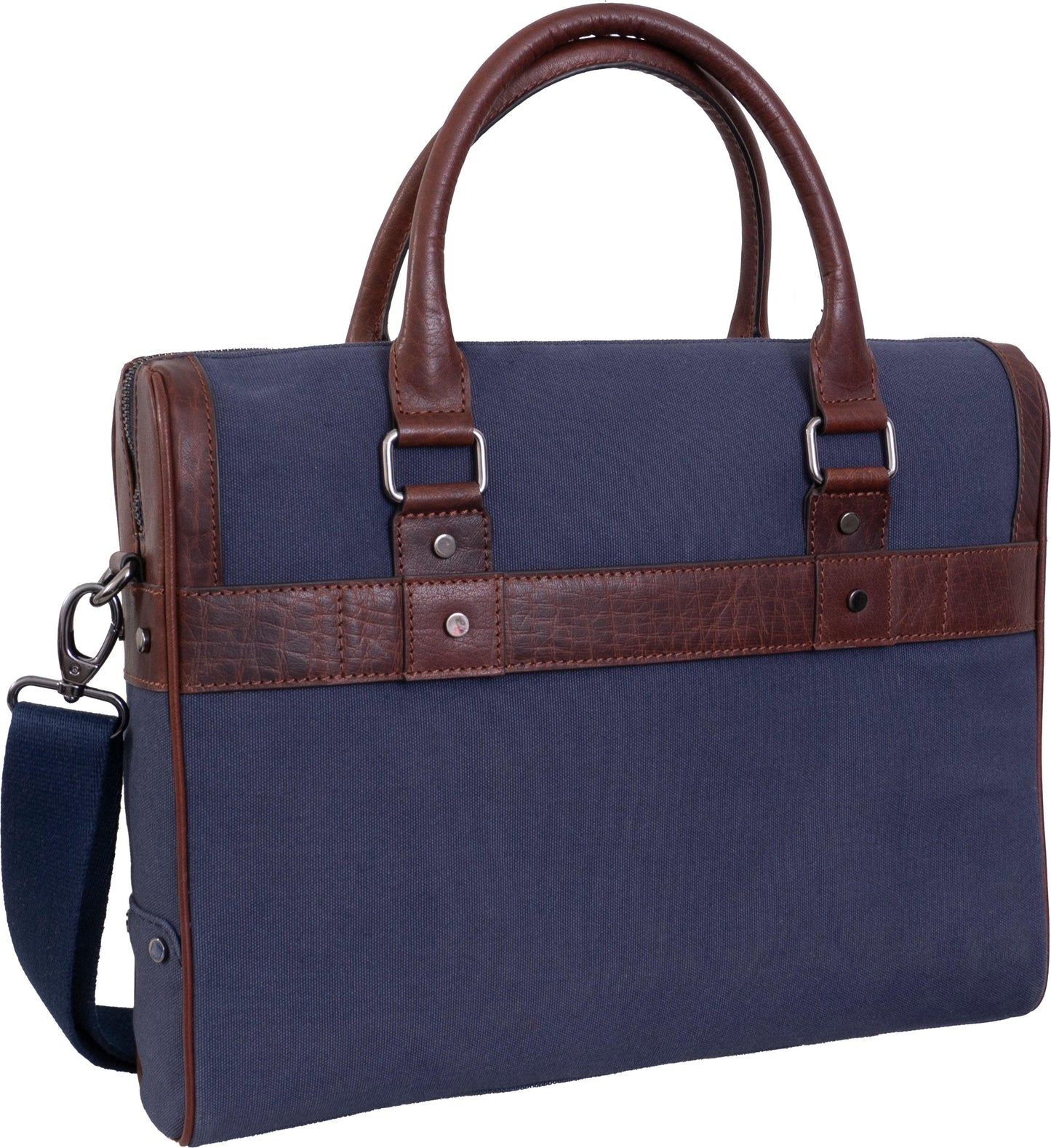Boarding Pass The Toronto 16” Canvas & Leather Briefcase- Navy