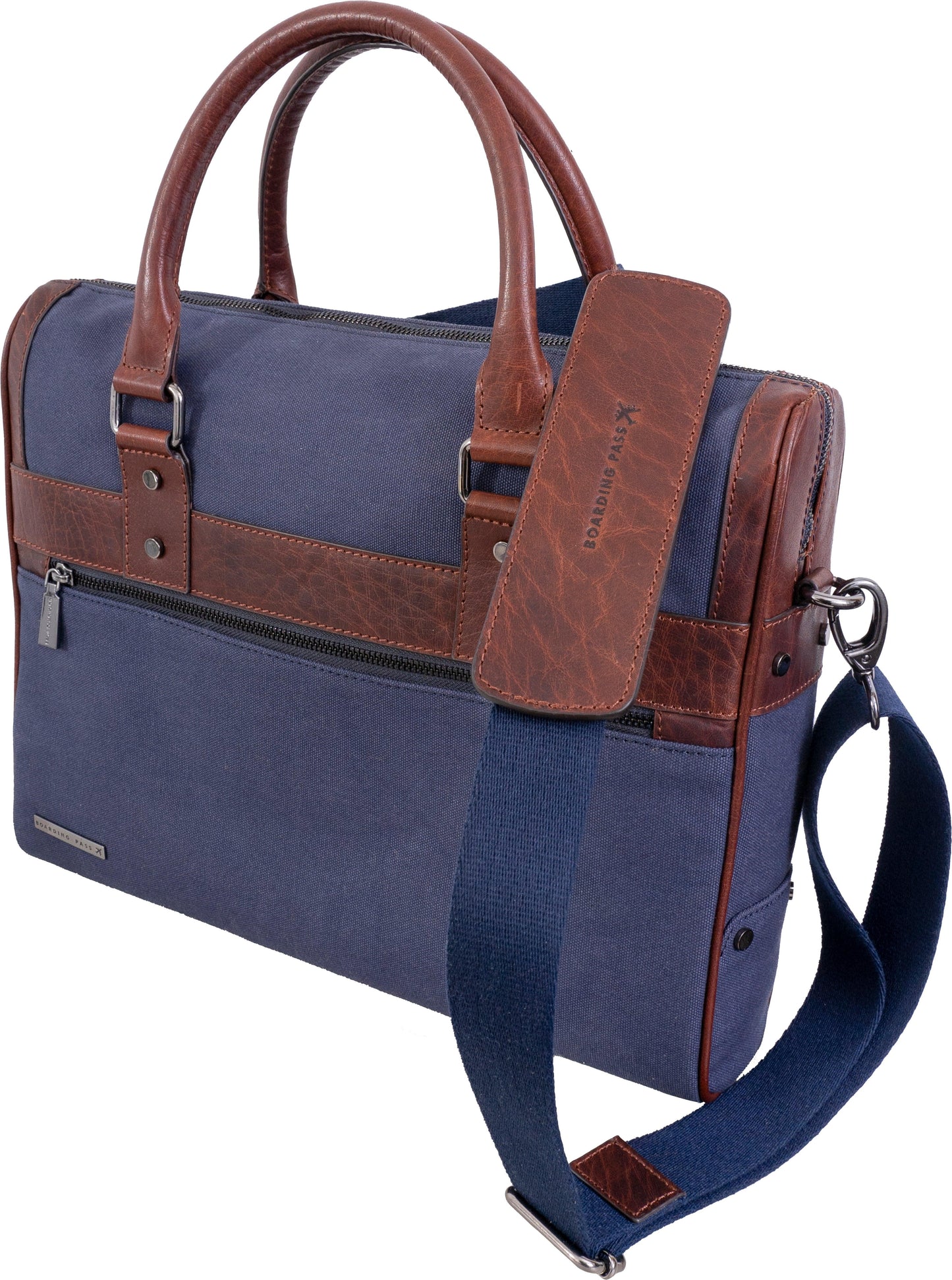 Boarding Pass The Toronto 16” Canvas & Leather Briefcase- Navy