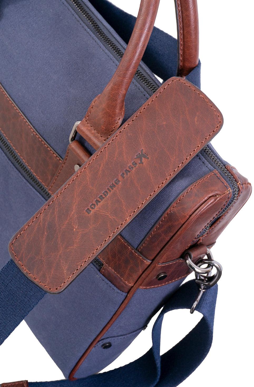 Boarding Pass The Toronto 16” Canvas & Leather Briefcase- Navy