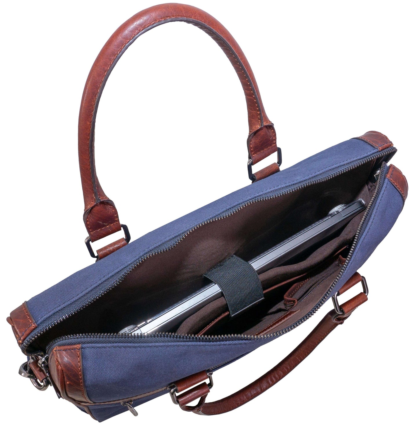 Boarding Pass The Toronto 16” Canvas & Leather Briefcase- Navy