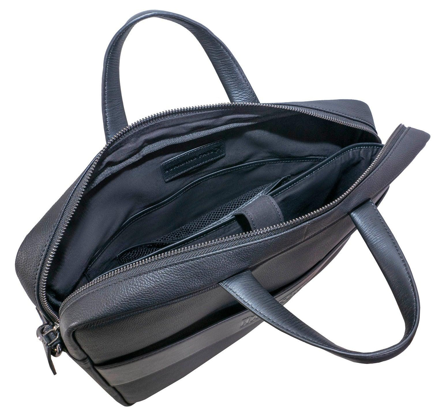 Boarding Pass Hey Handsome 18" Pebble Grain Genuine Leather Briefcase - Black