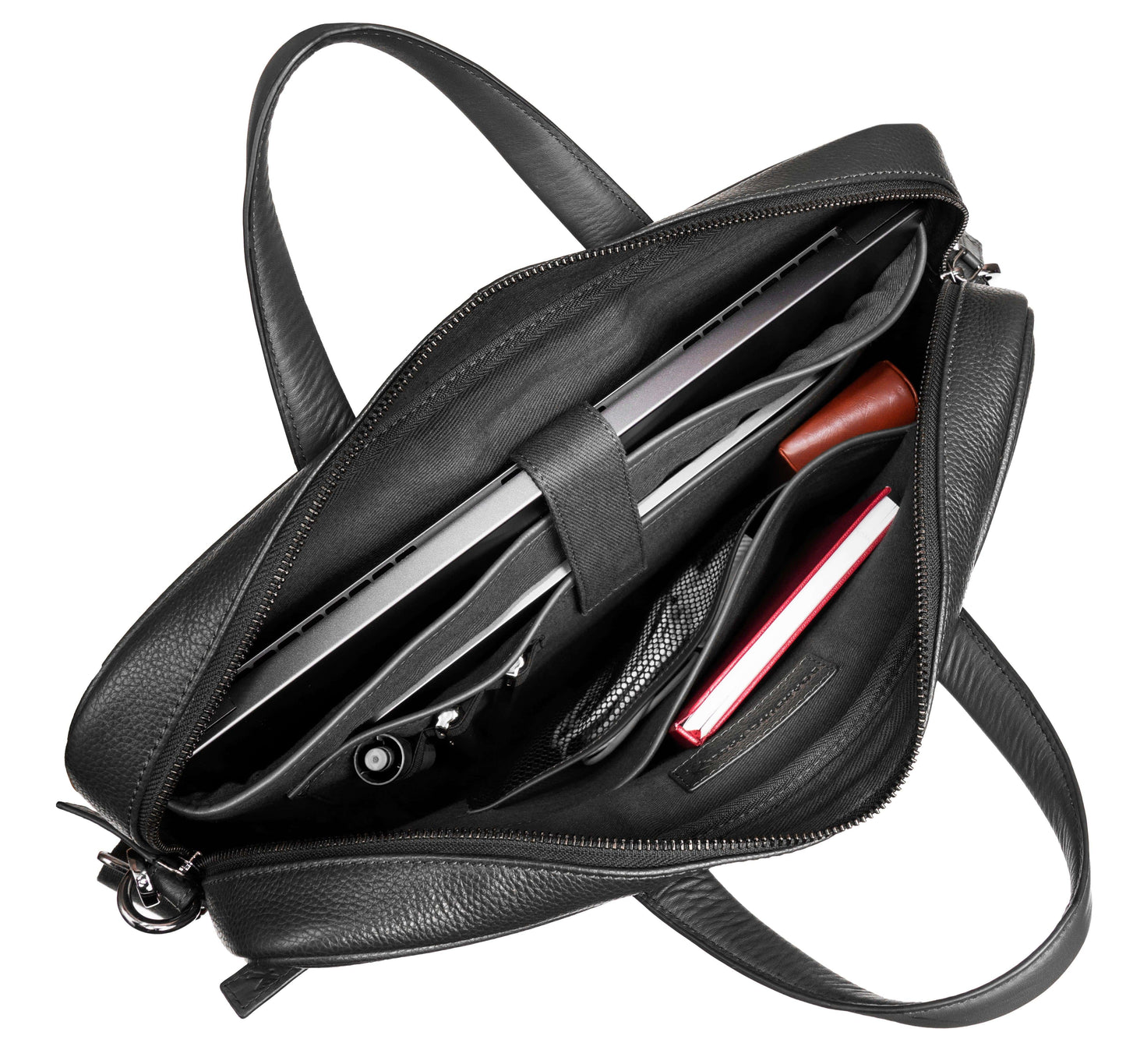 Boarding Pass Hey Handsome 18" Pebble Grain Genuine Leather Briefcase - Black