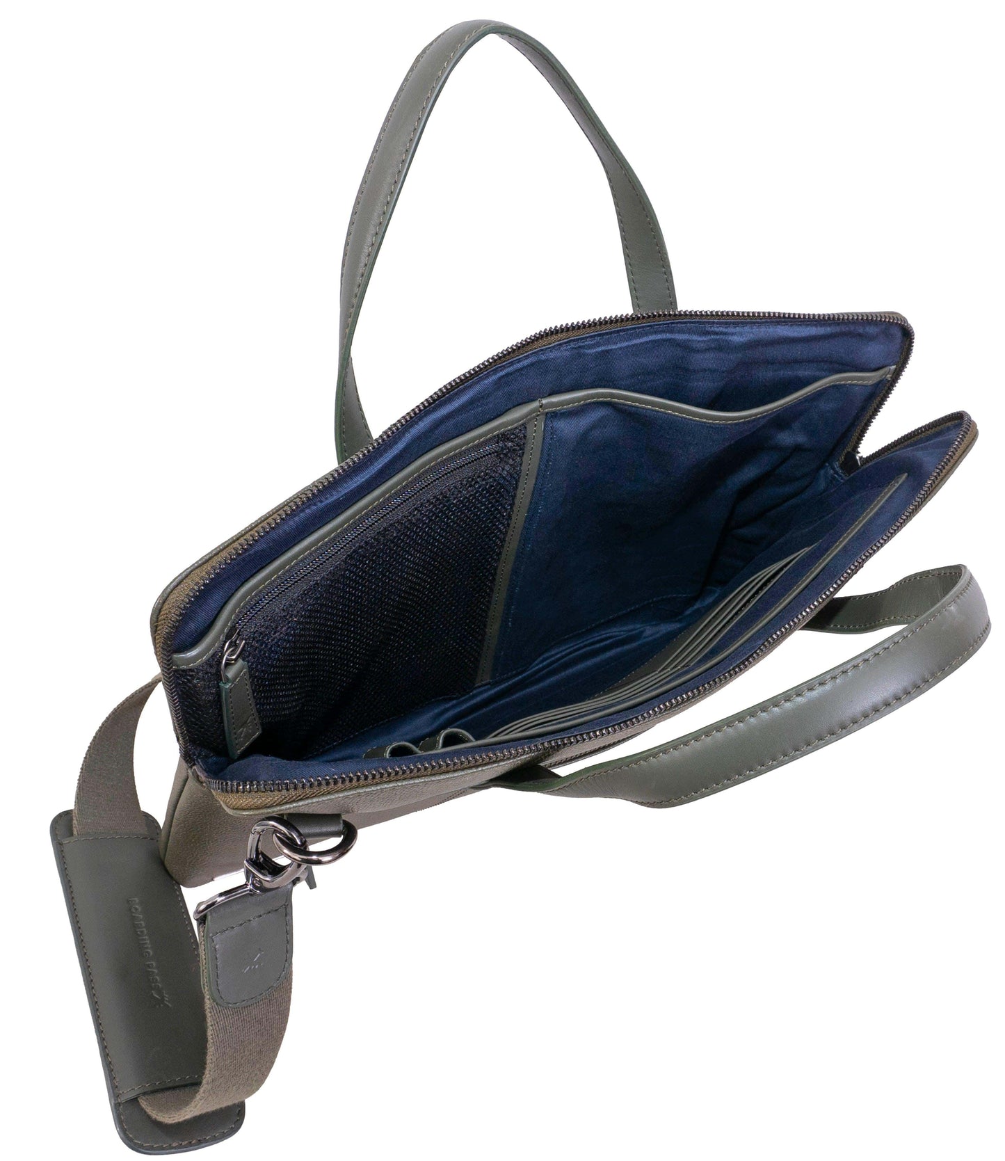 Boarding Pass Hey Handsome 16" Pebble Grain Genuine Leather Briefcase - Olive