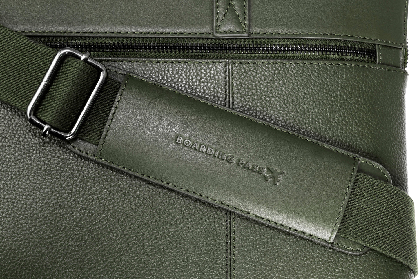 Boarding Pass Hey Handsome 16" Pebble Grain Genuine Leather Briefcase - Olive