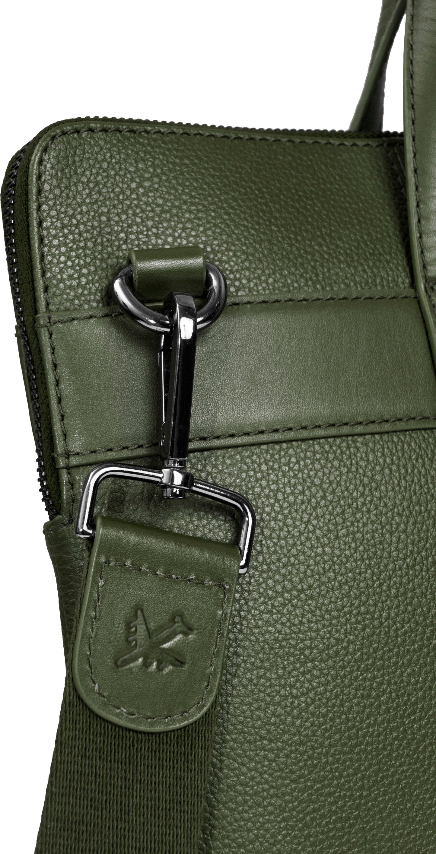 Boarding Pass Hey Handsome 16" Pebble Grain Genuine Leather Briefcase - Olive