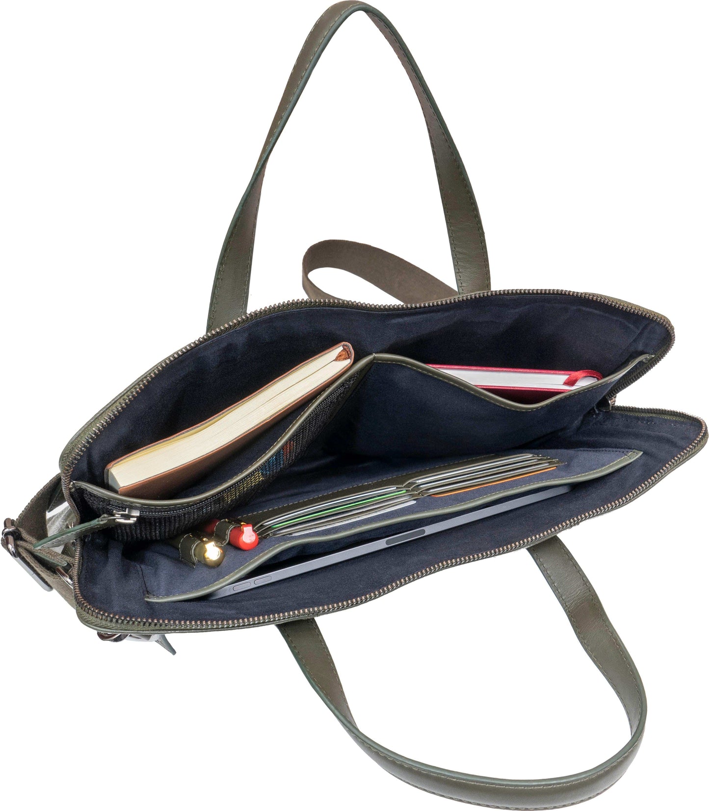 Boarding Pass Hey Handsome 16" Pebble Grain Genuine Leather Briefcase - Olive