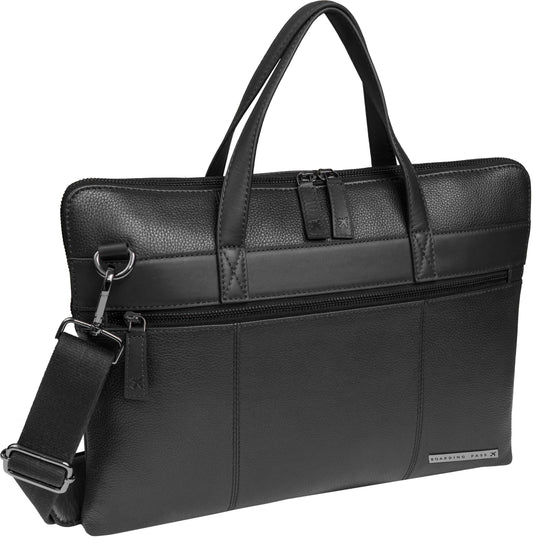 Boarding Pass Hey Handsome 16" Pebble Grain Genuine Leather Briefcase - Black