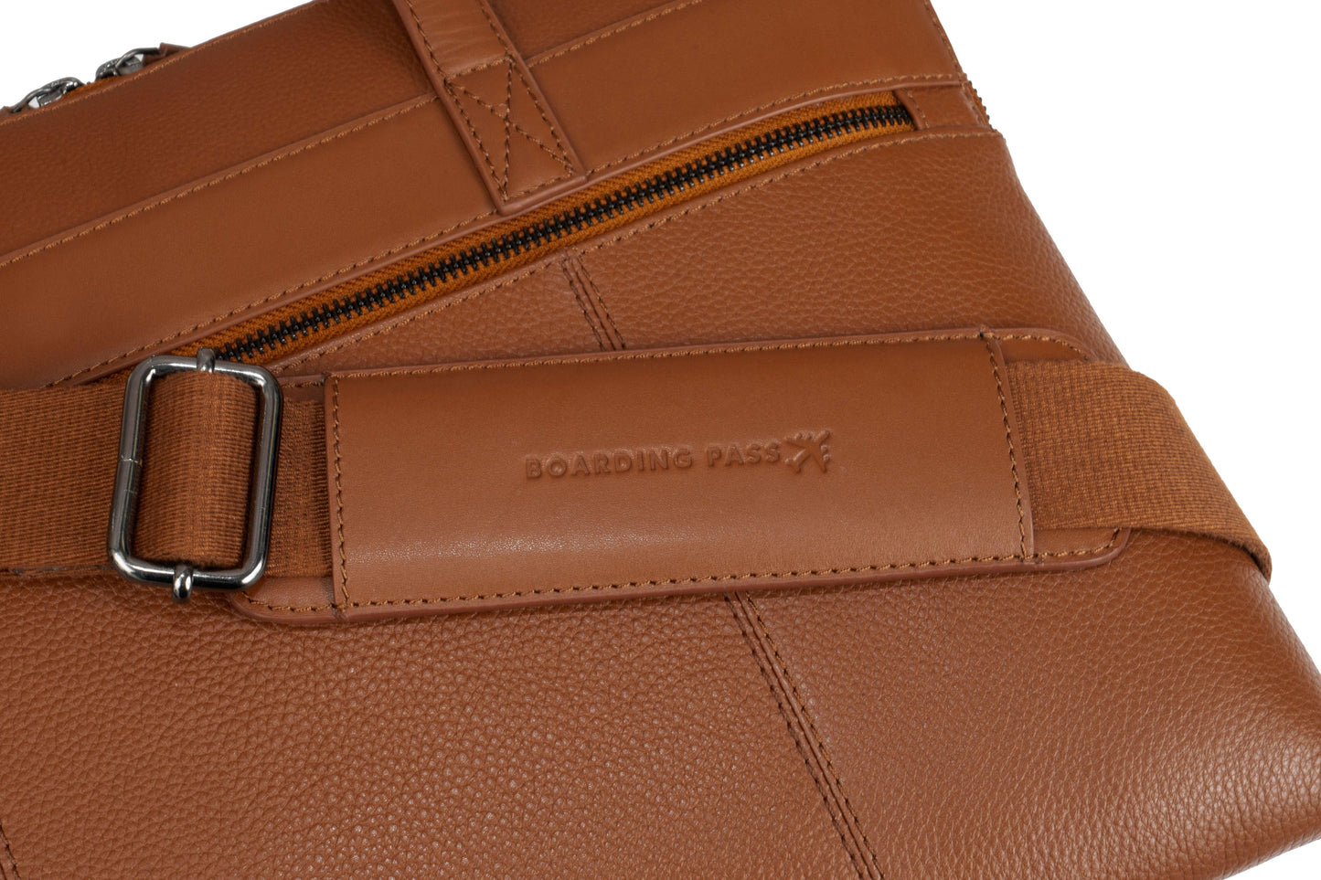 Boarding Pass Hey Handsome 16" Pebble Grain Genuine Leather Briefcase - British Tan