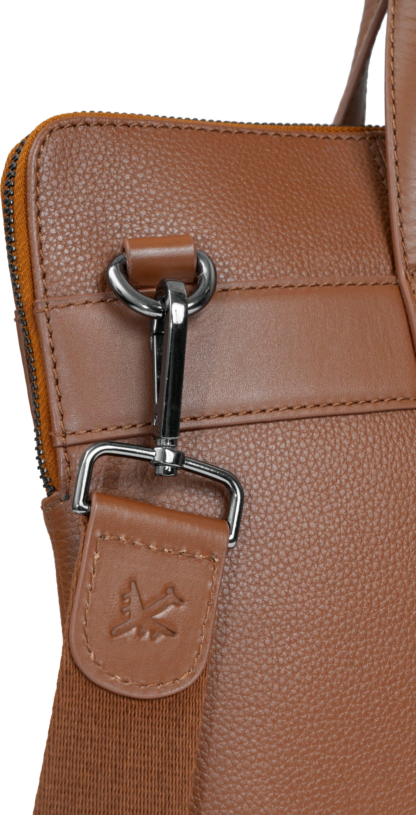 Boarding Pass Hey Handsome 16" Pebble Grain Genuine Leather Briefcase - British Tan