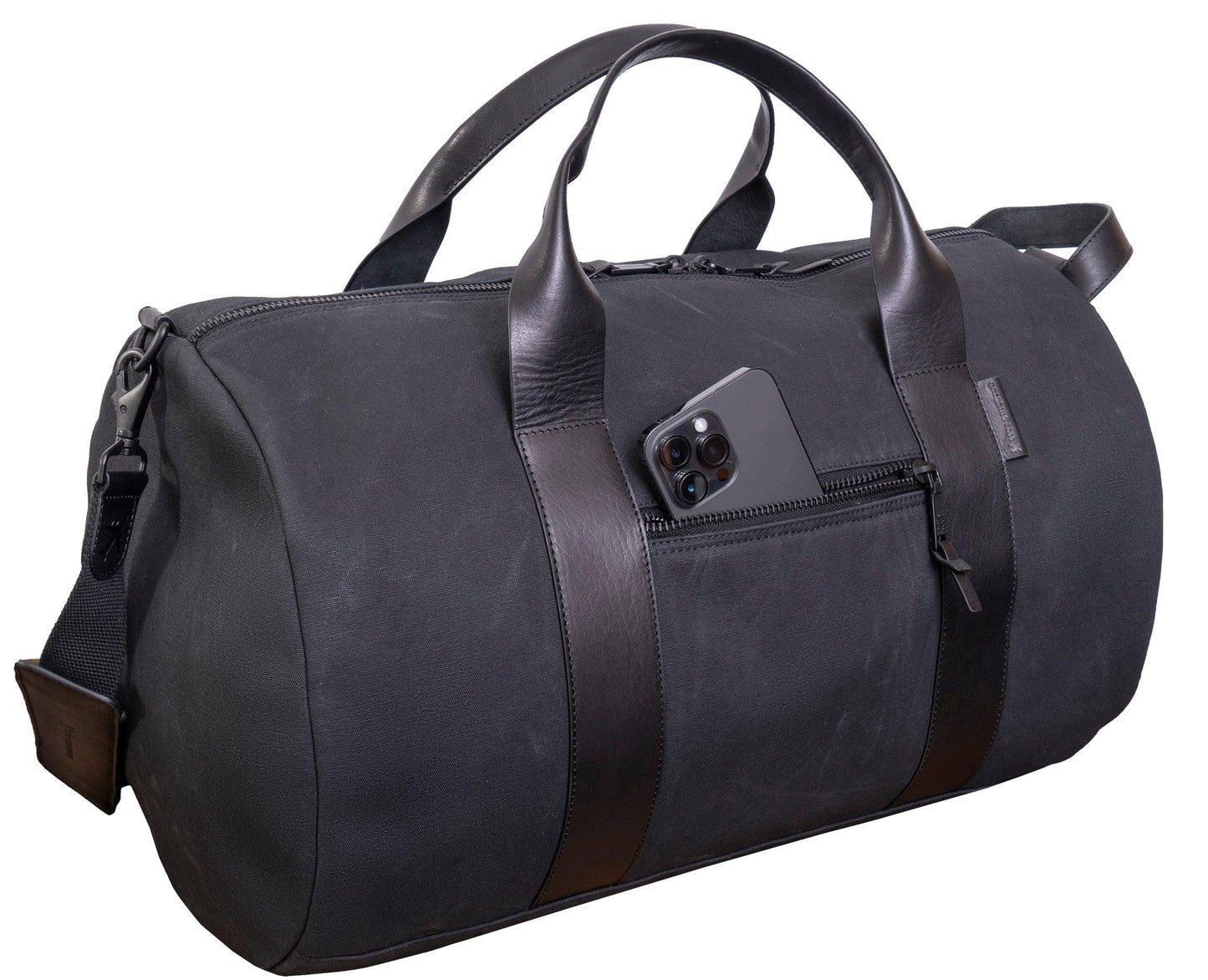 Boarding Pass The Voyager 21" Waxed Canvas Duffel - Black