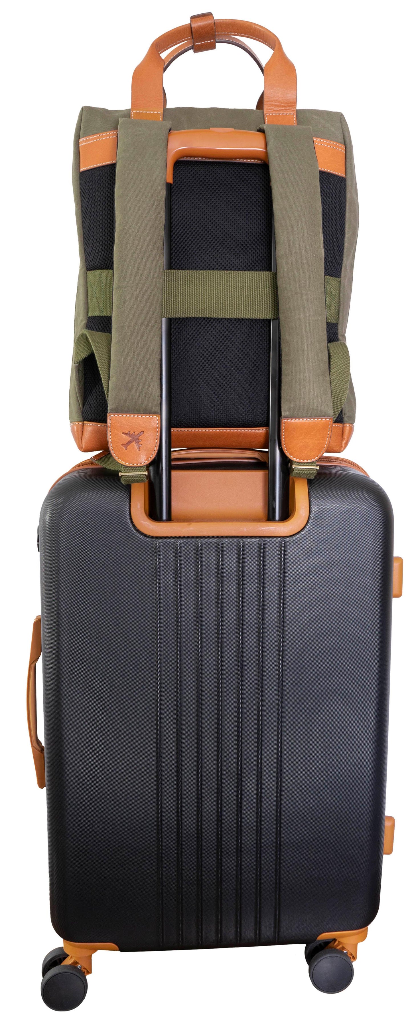 Boarding Pass The Voyager 18” 20 oz. Waxed Canvas Travel Backpack - Olive