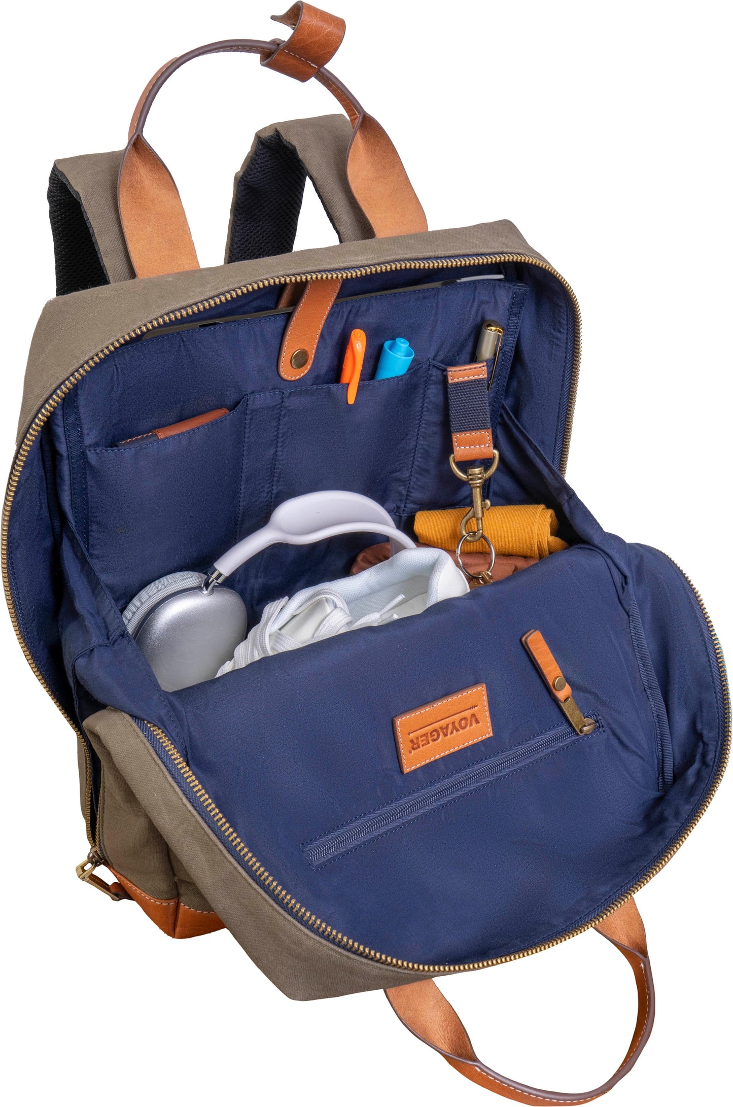 Boarding Pass The Voyager 18” 20 oz. Waxed Canvas Travel Backpack - Olive