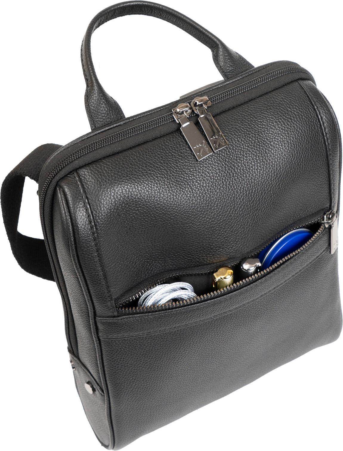 Boarding Pass Gotham 12" Pebble Grain Genuine Leather Messenger Bag - Black